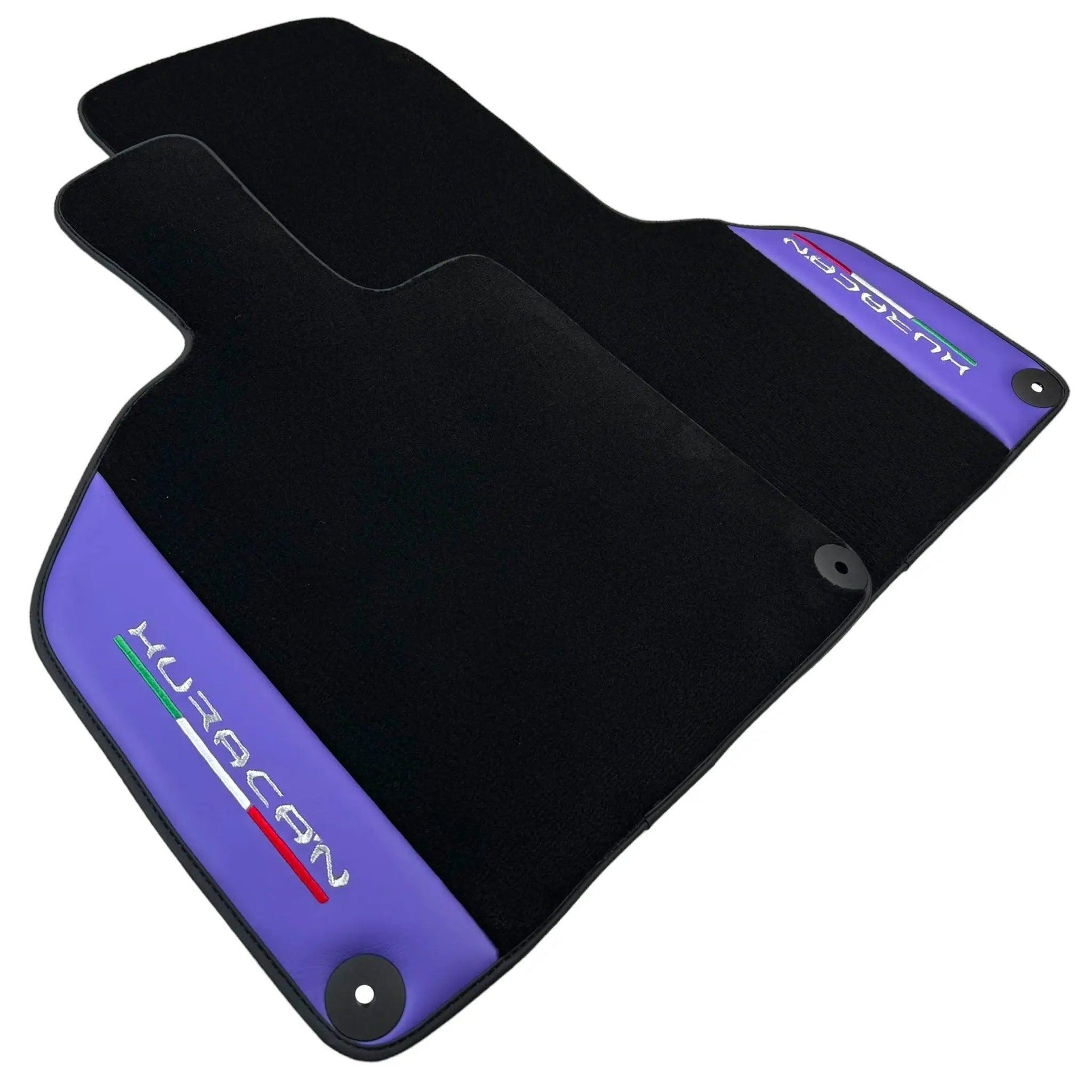 Purple Leather Black Floor Mats for Lamborghini Huracan | Black Trim - AutoWin