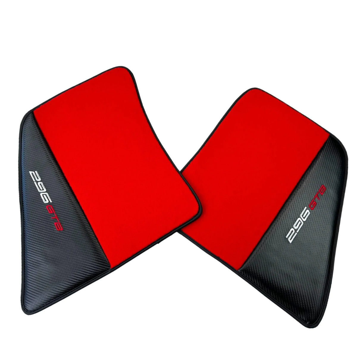 Tapis de sol rouges pour Ferrari 296 GTB (2022-2027) avec fibre de carbone - AutoWin