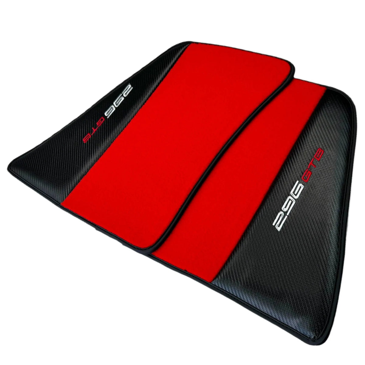 Tapis de sol rouges pour Ferrari 296 GTB (2022-2027) avec fibre de carbone - AutoWin