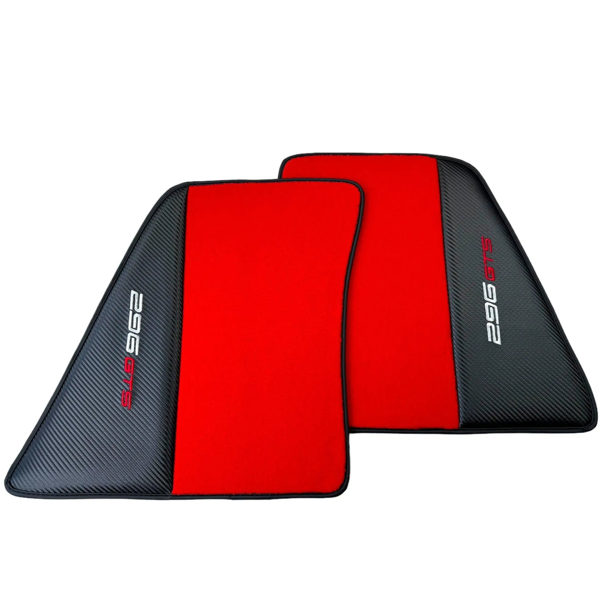 Red Floor Mats for Ferrari 296 GTS (2022-2027) with Carbon Fiber - AutoWin