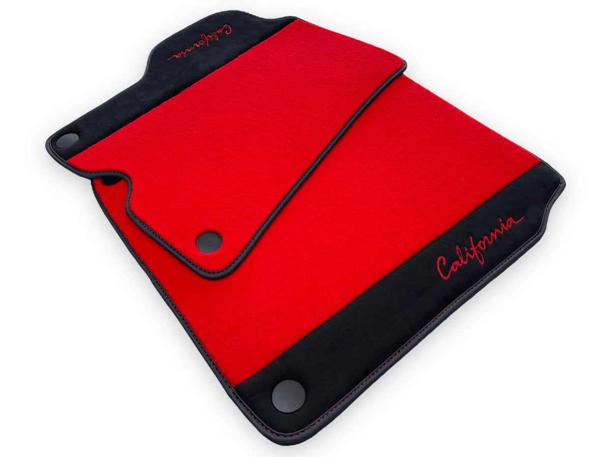 Red Floor Mats For Ferrari California 2008-2014 With Alcantara - AutoWin
