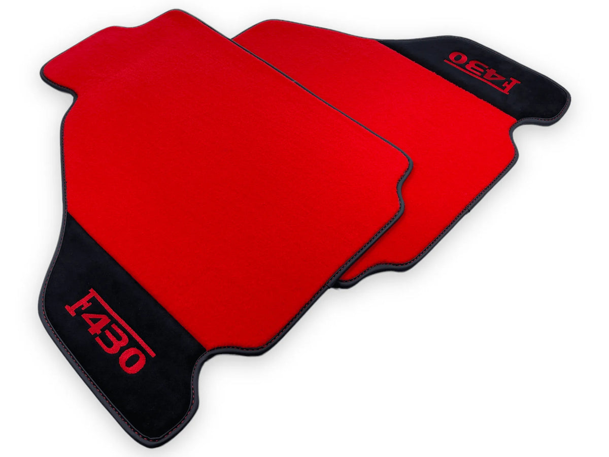 Red Floor Mats For Ferrari F430 2004-2009 With Alcantara Leather - AutoWin