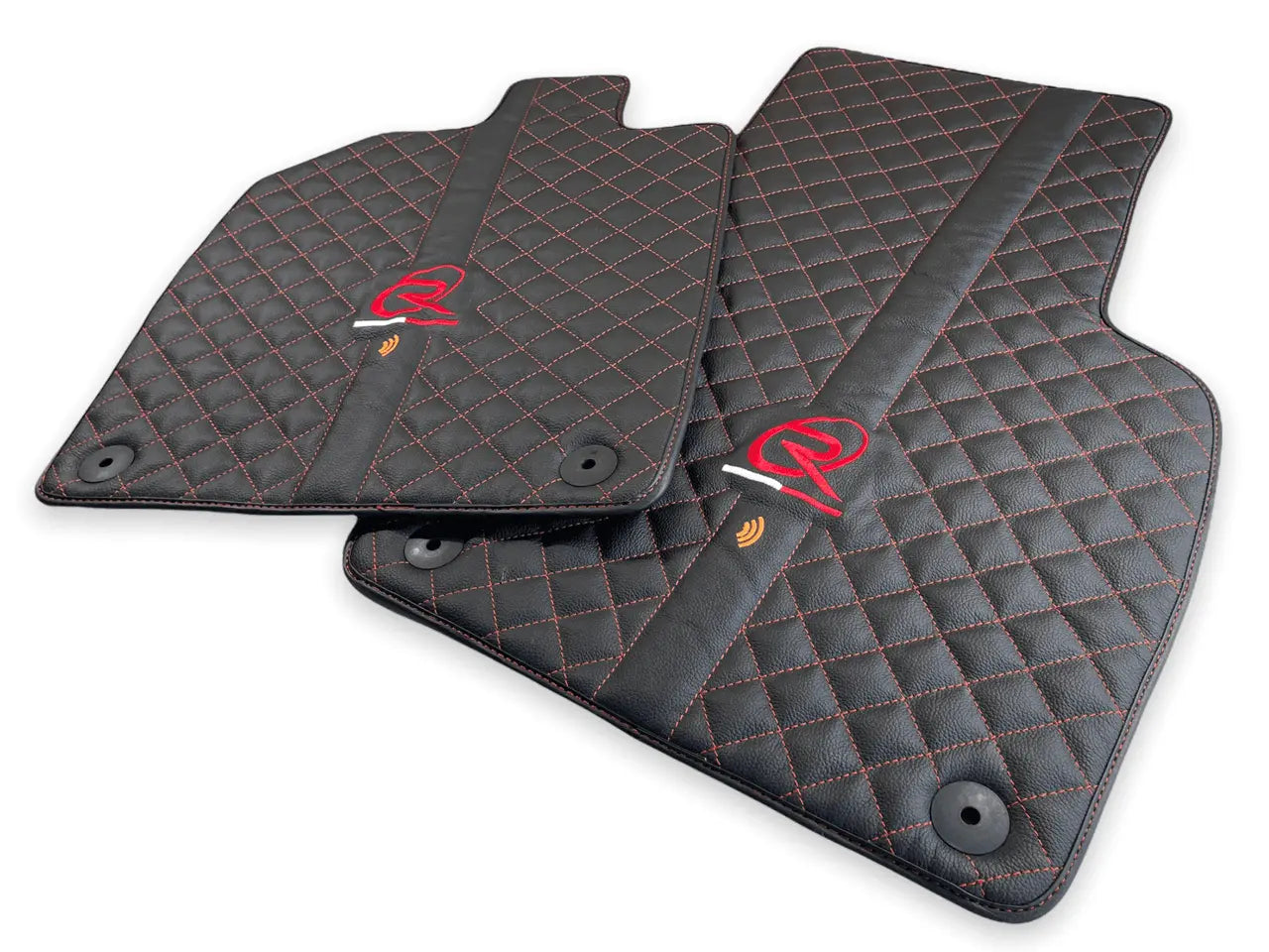 Black Leather Floor Mats for Audi R8 2015-2023 - AutoWin