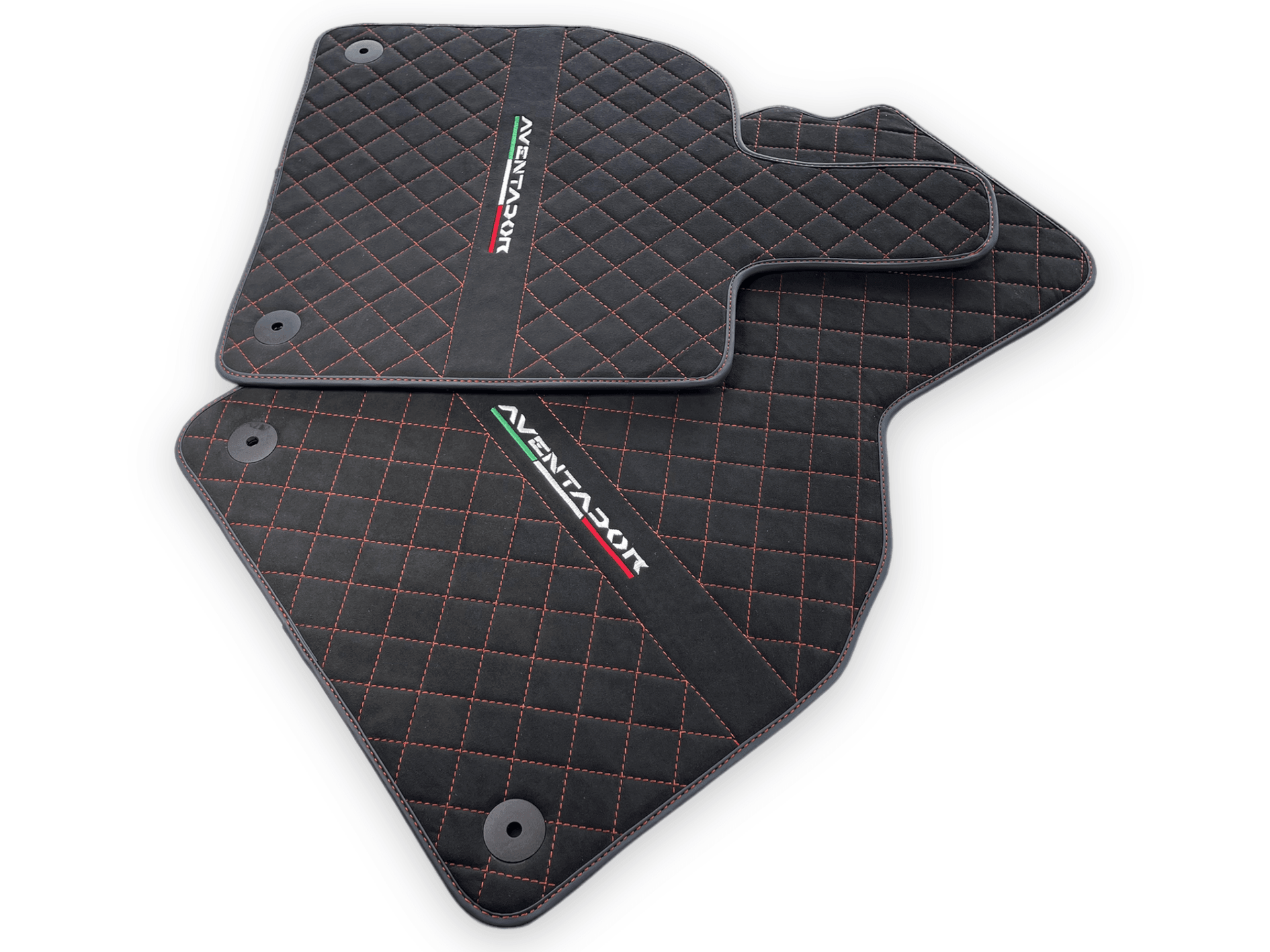 Alcantara Leather Floor Mats For Lamborghini Aventador | Red Stitching - AutoWin