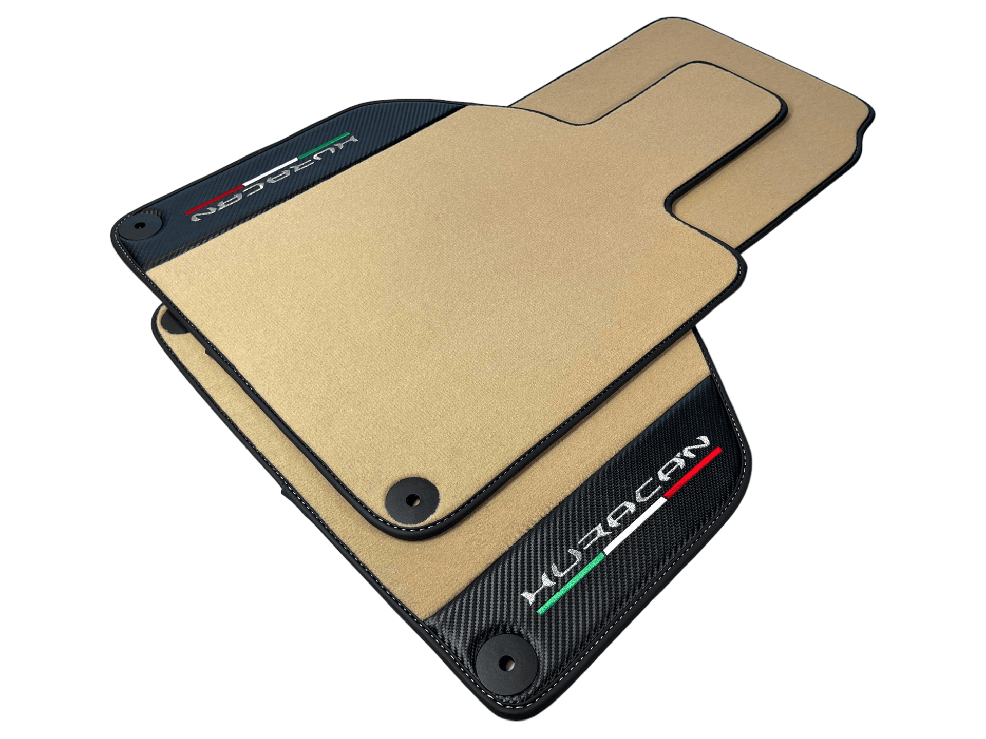 Beige Floor Mats for Lamborghini Huracan With Carbon Fiber Leather - AutoWin