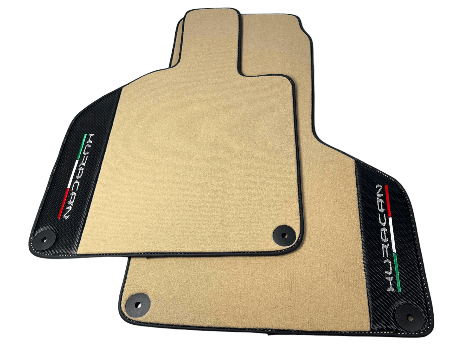 Beige Floor Mats for Lamborghini Huracan With Carbon Fiber Leather - AutoWin