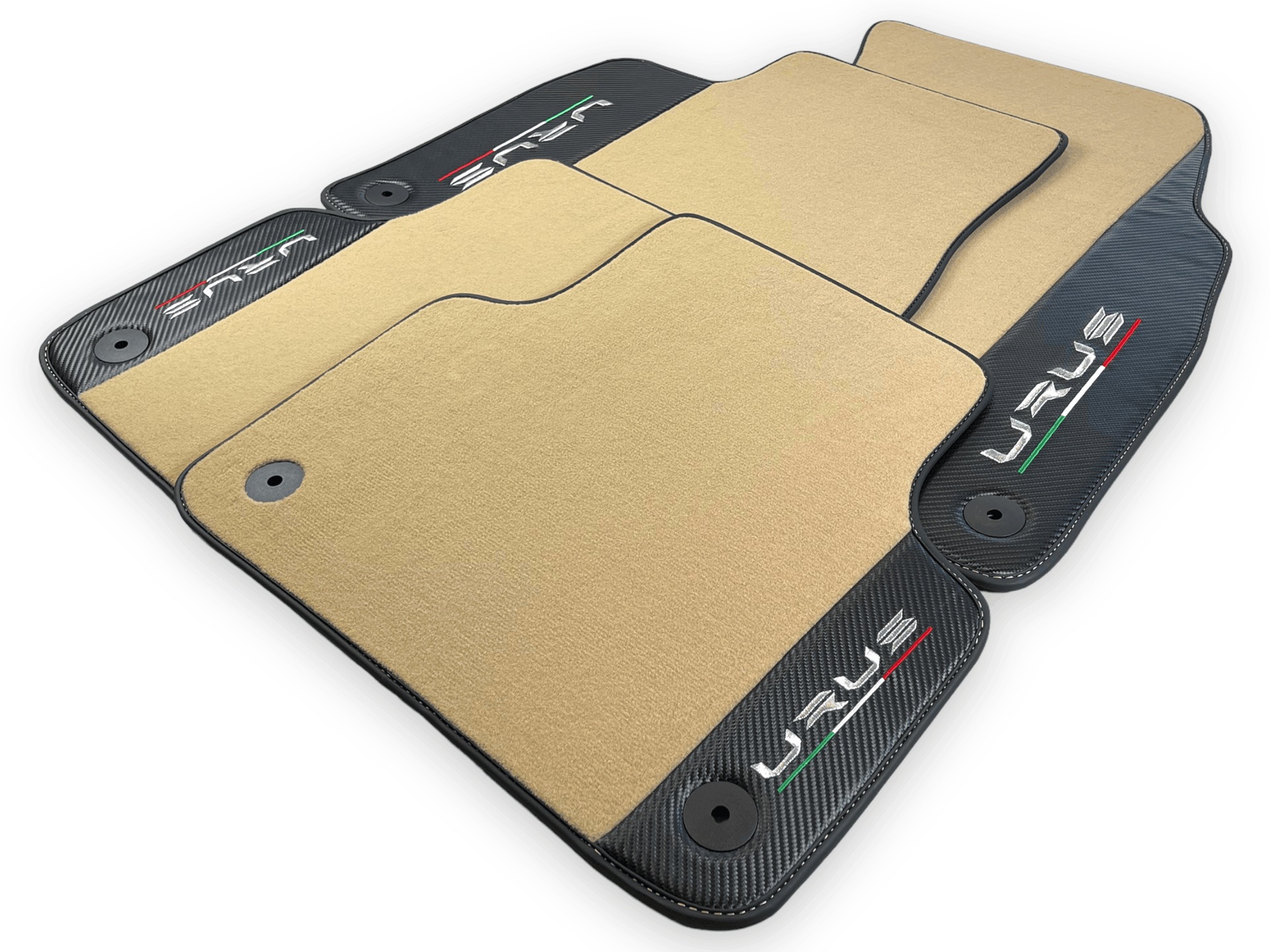 Beige Floor Mats For Lamborghini Urus With Carbon Leather - AutoWin