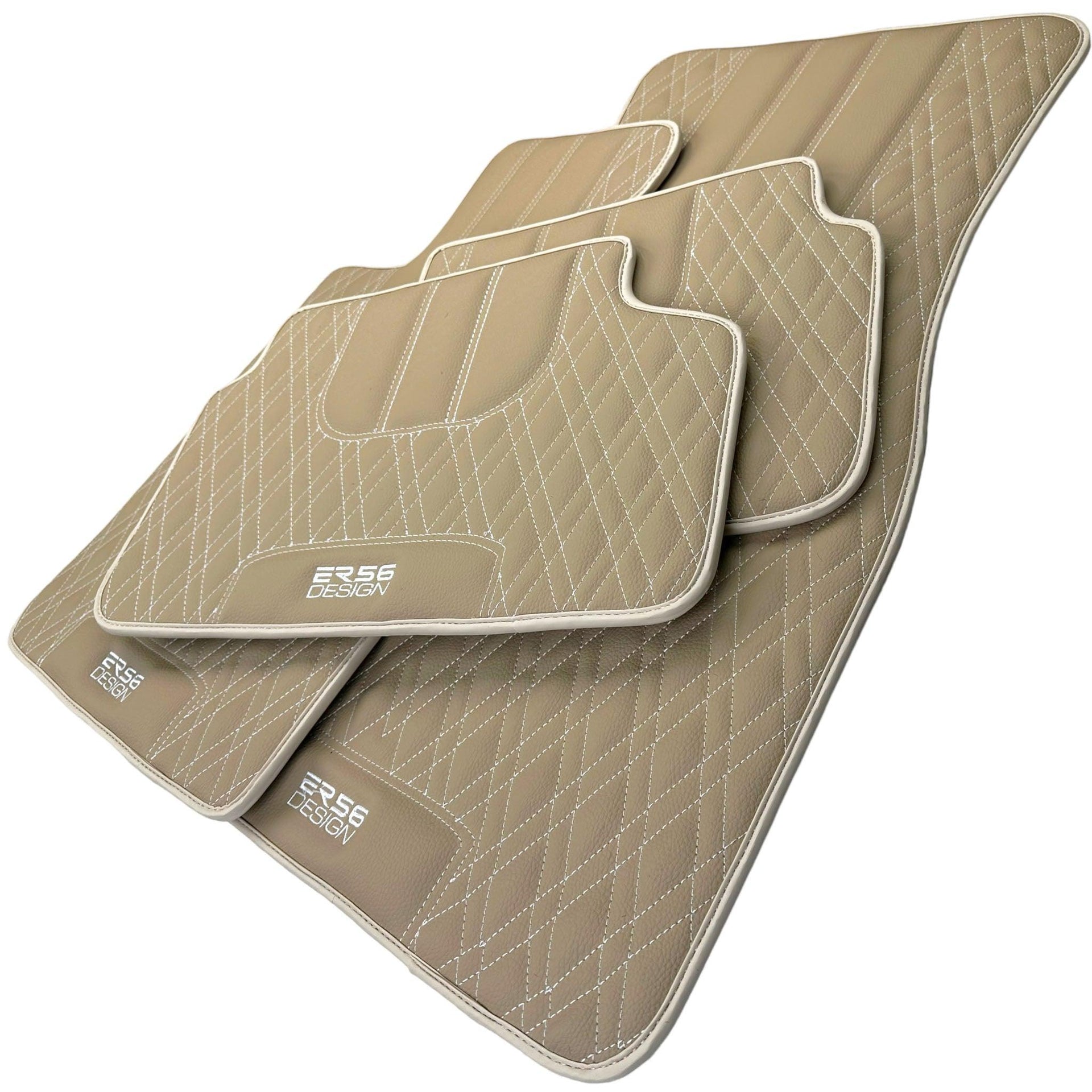 Beige Leather Floor Mats For BMW M5 E39 - AutoWin