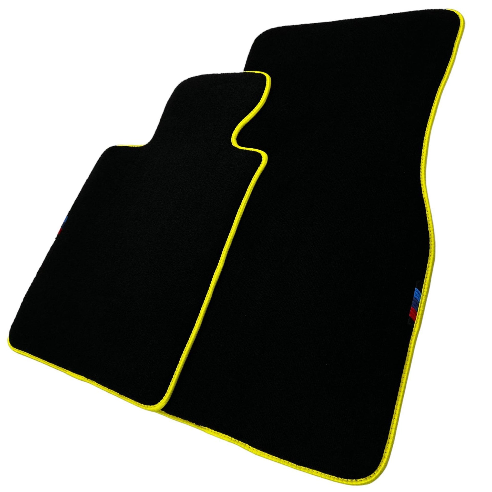 Black Floor Mats For BMW 3 Series E46 Coupe | Yellow Trim - AutoWin