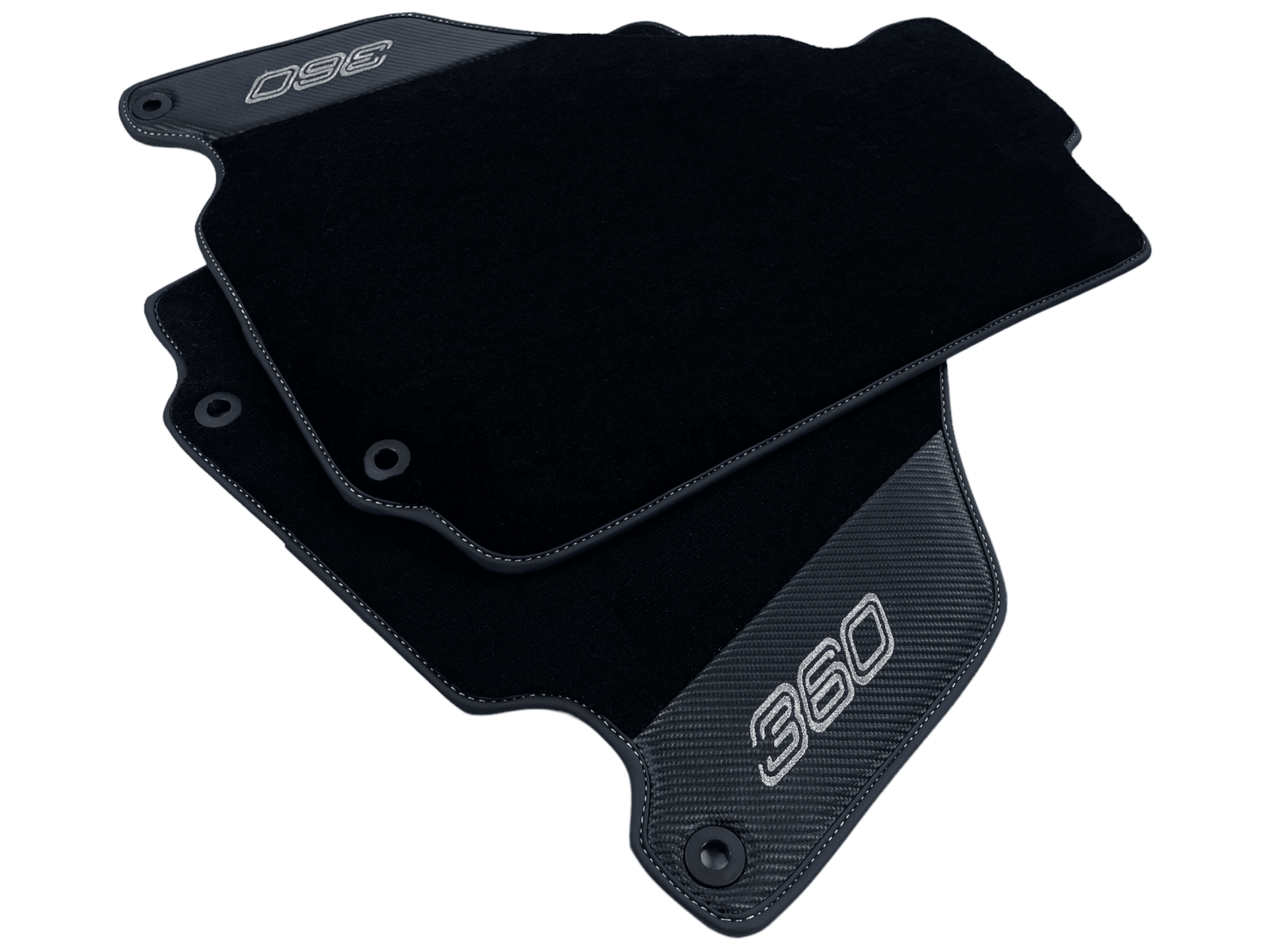 Black Floor Mats For Ferrari 360 Modena 1999-2005 With Carbon Fiber Leather - AutoWin