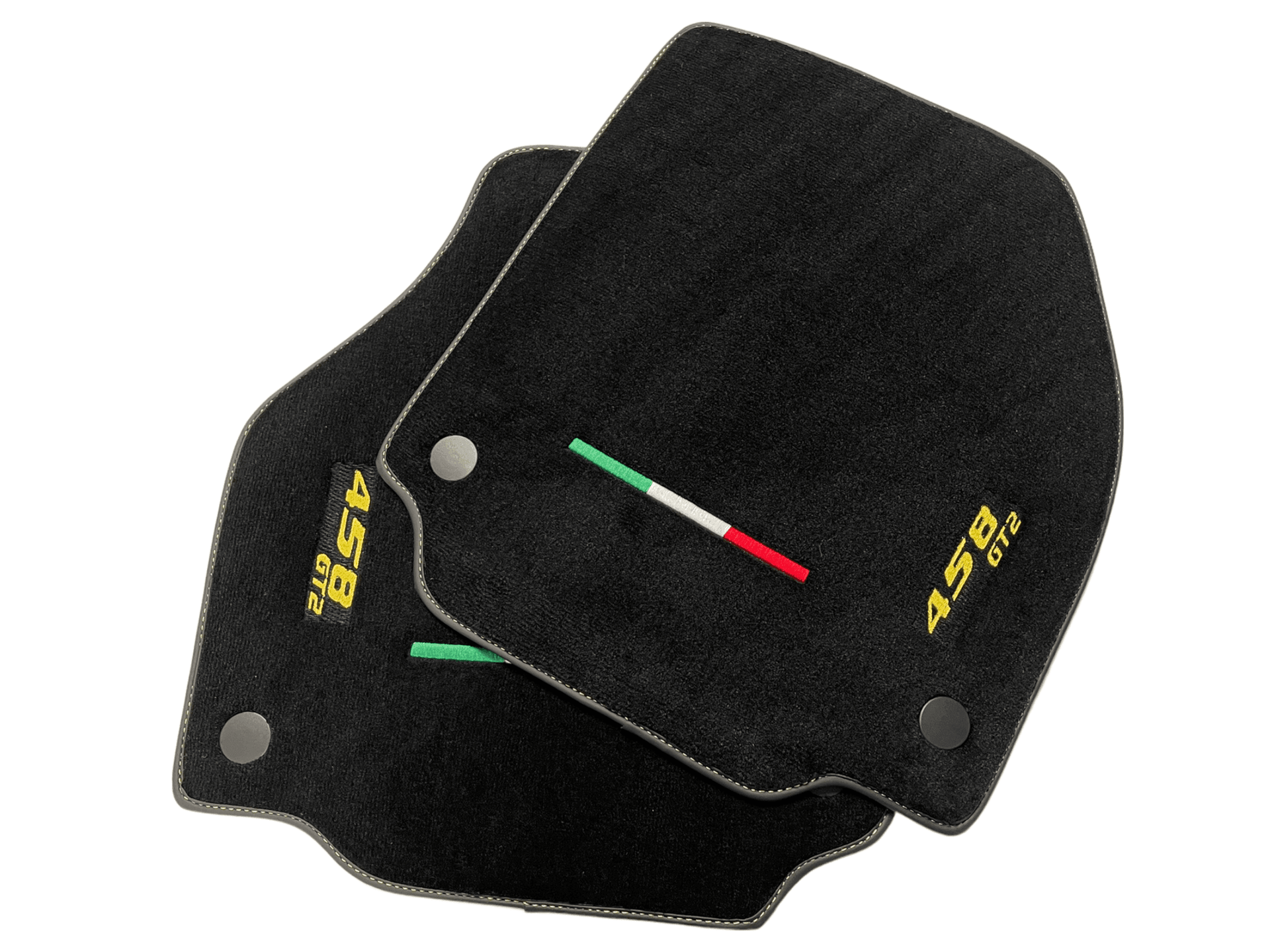 Black Floor Mats For Ferrari 458 Gt2 2012-2015 Yellow Sewing - AutoWin