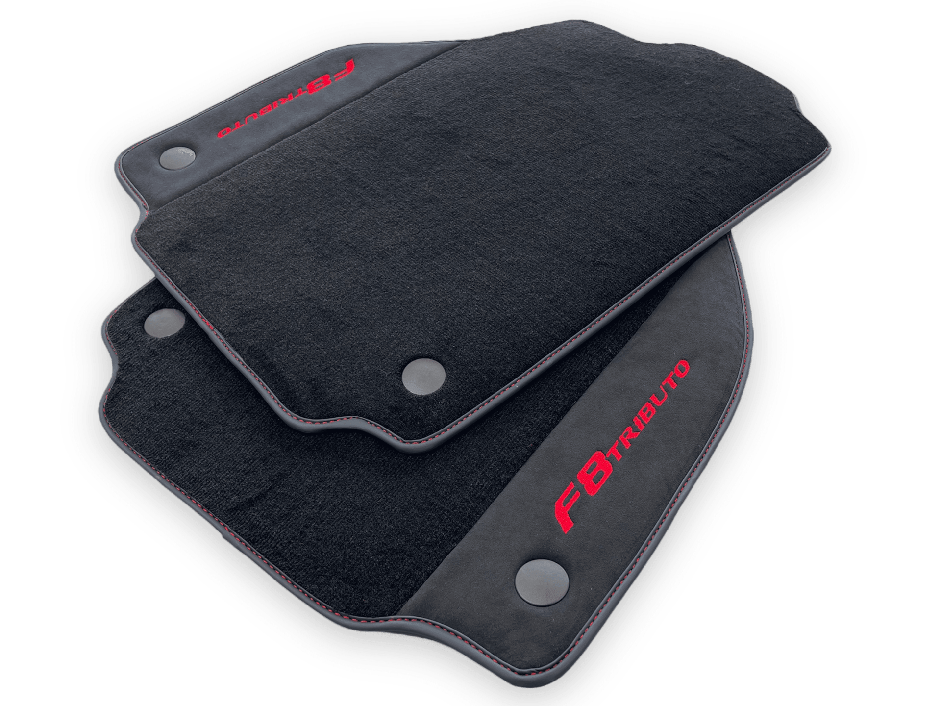 Black Floor Mats For Ferrari F8 Tributo 2019-2022 With Alcantara Leather - AutoWin