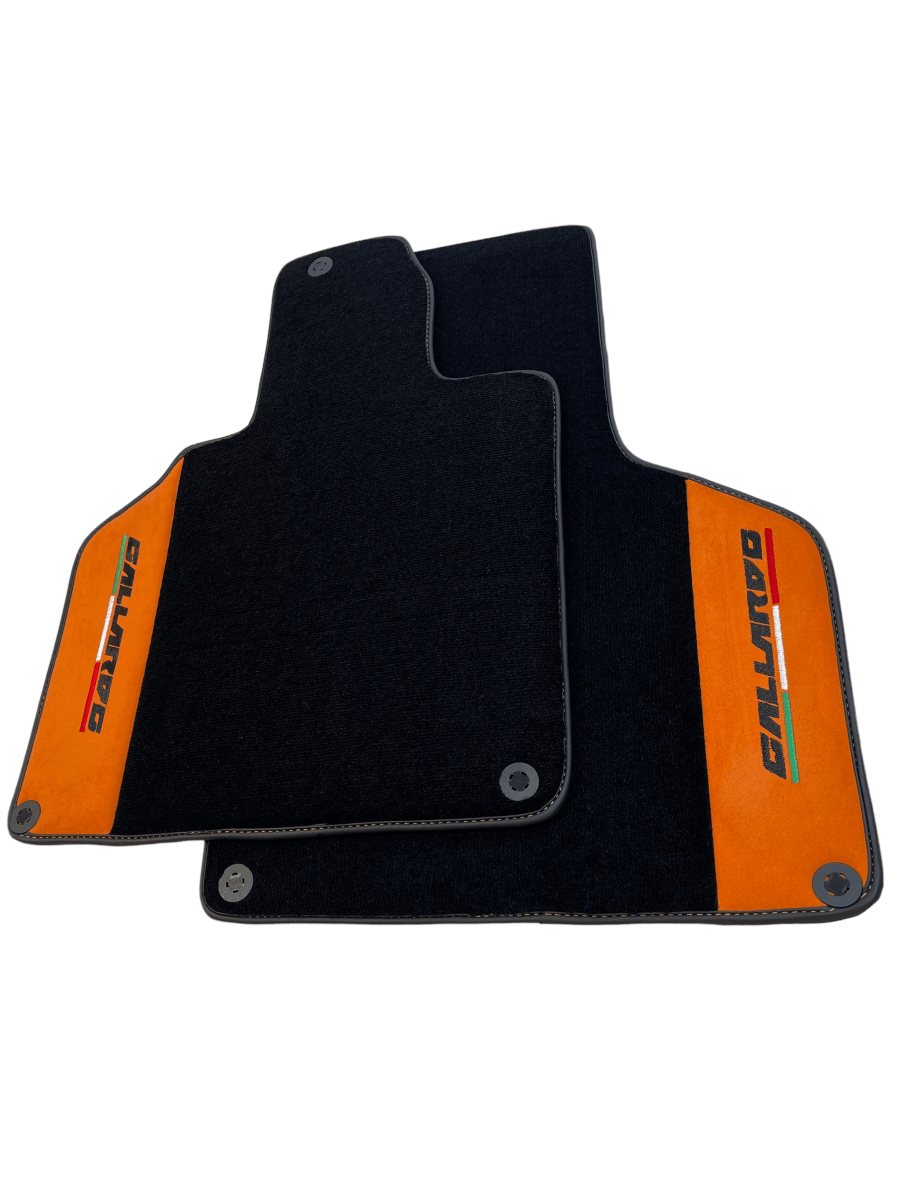 Black Floor Mats for Lamborghini Gallardo With Orange Alcantara Leather - AutoWin