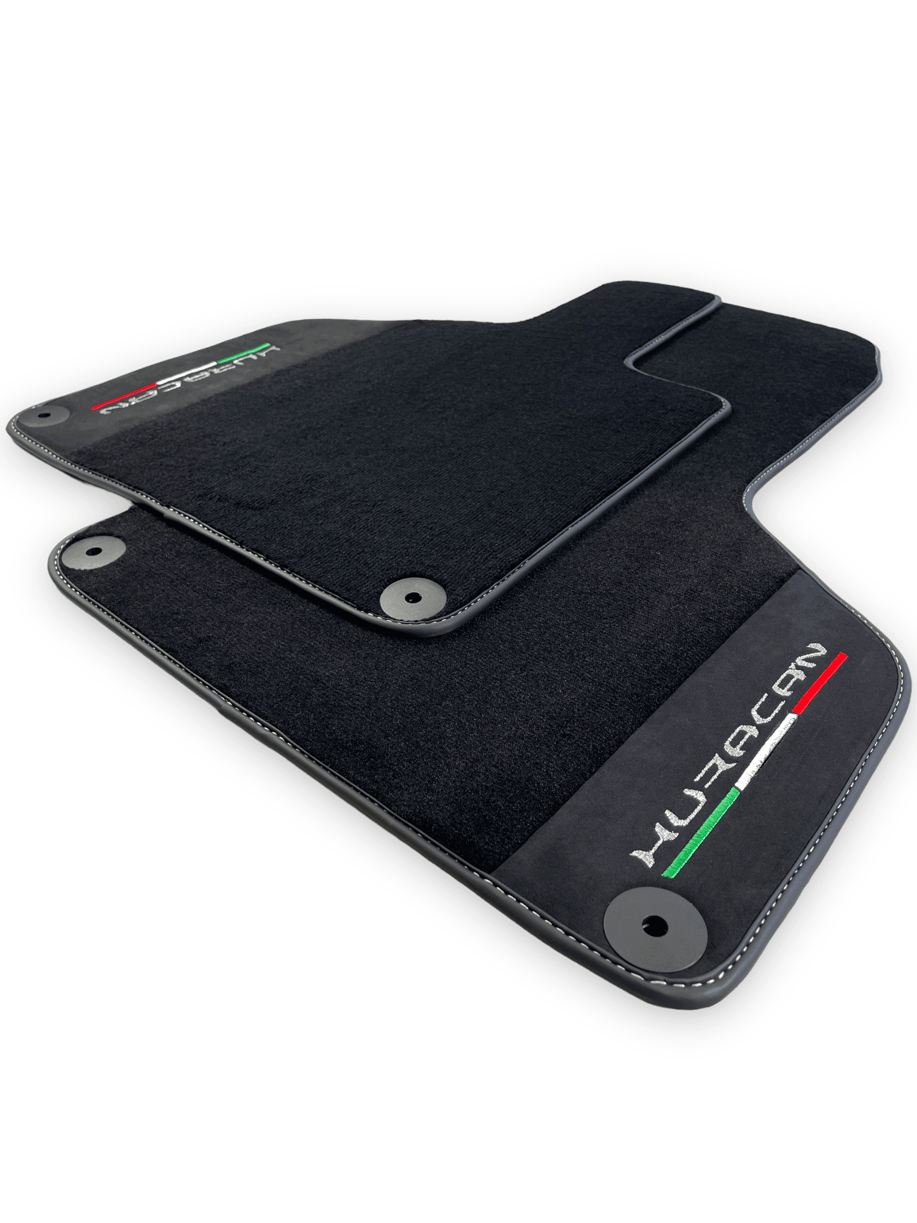 Black Carpet Floor Mats for Lamborghini Huracan with Alcantara Leather - AutoWin