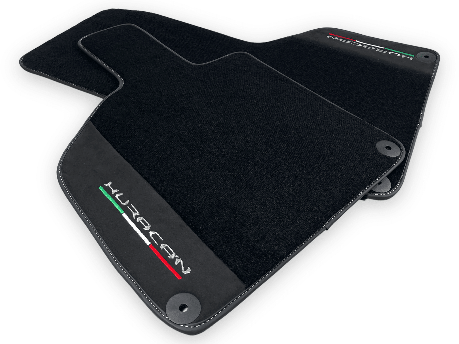 Black Carpet Floor Mats for Lamborghini Huracan with Alcantara Leather - AutoWin