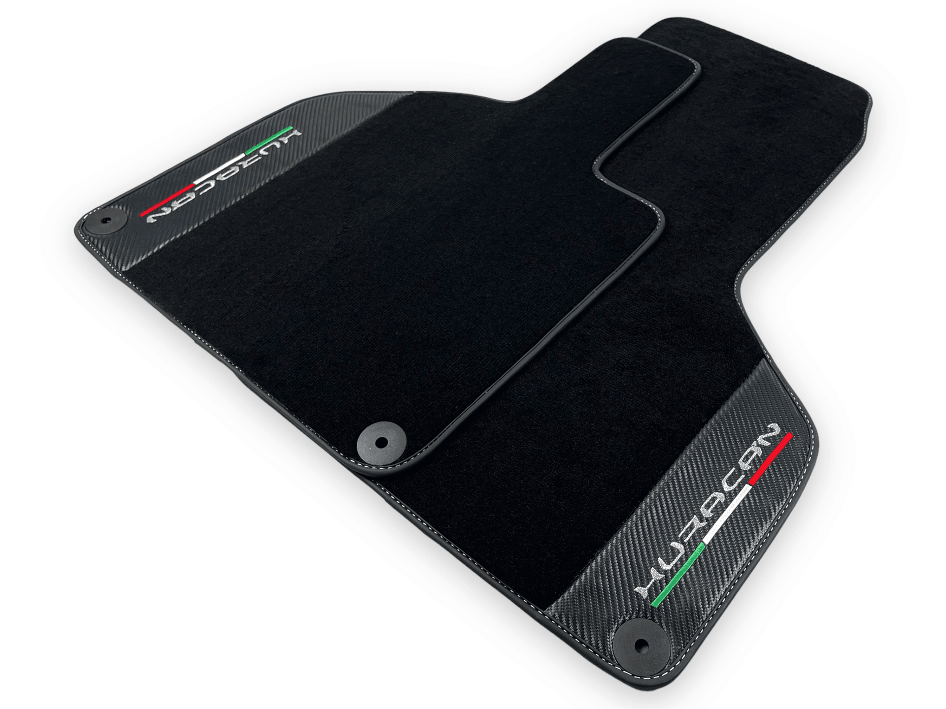 Black Floor Mats for Lamborghini Huracan With Carbon Fiber Leather - AutoWin