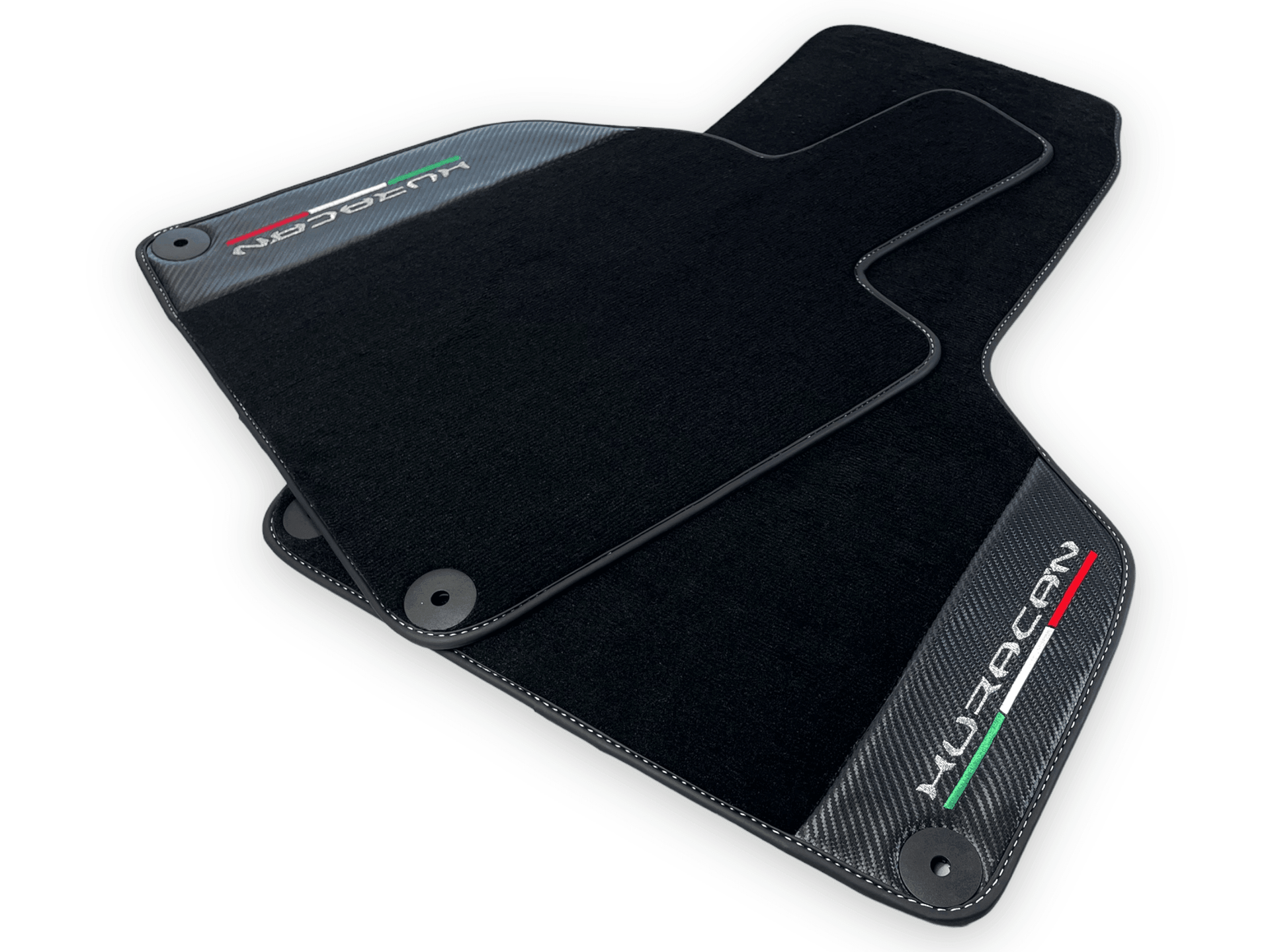 Black Floor Mats for Lamborghini Huracan With Carbon Fiber Leather - AutoWin