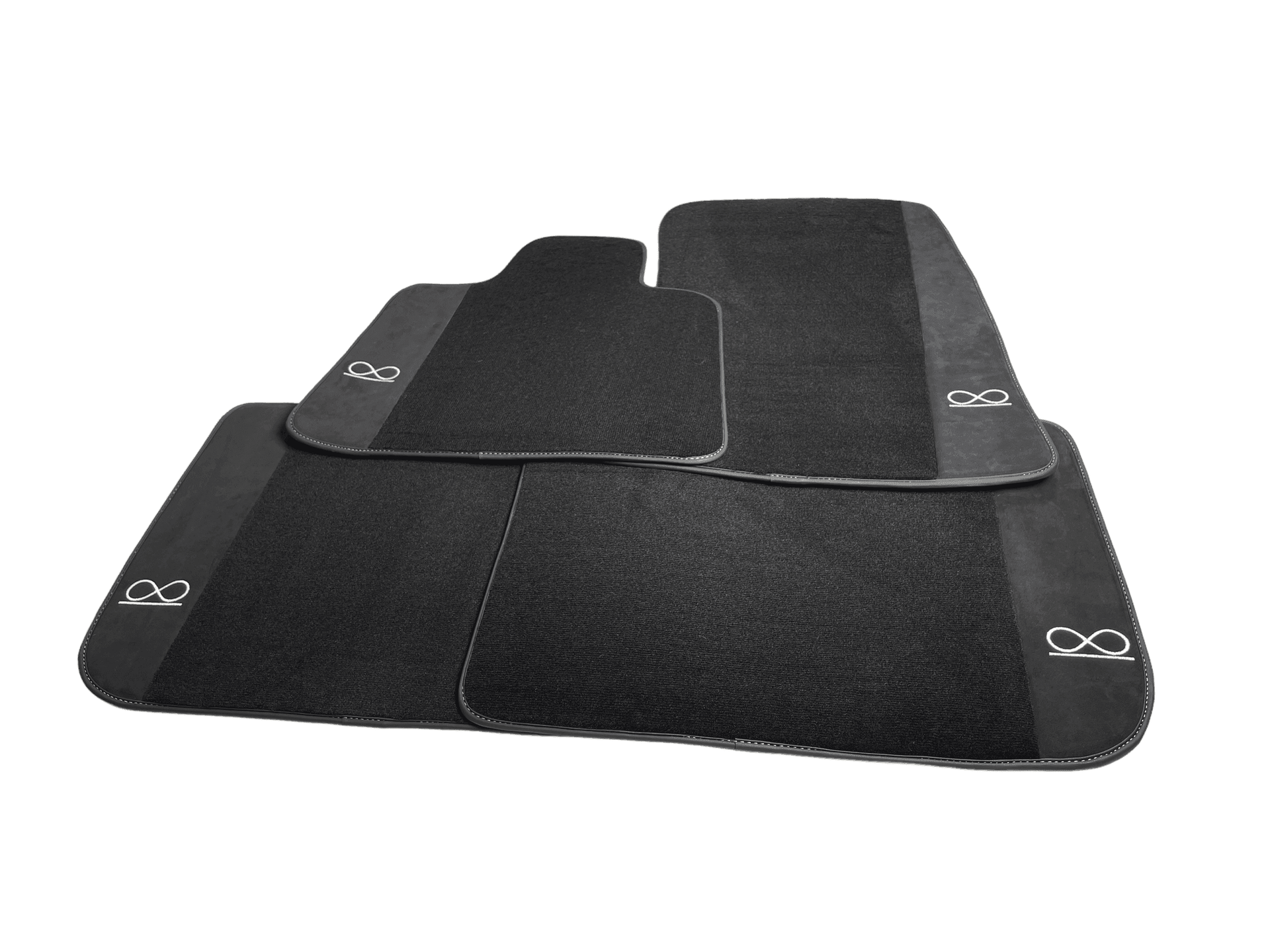 Black Floor Mats For Rolls Royce Black Badge Ghost Fluorescent Logo - AutoWin