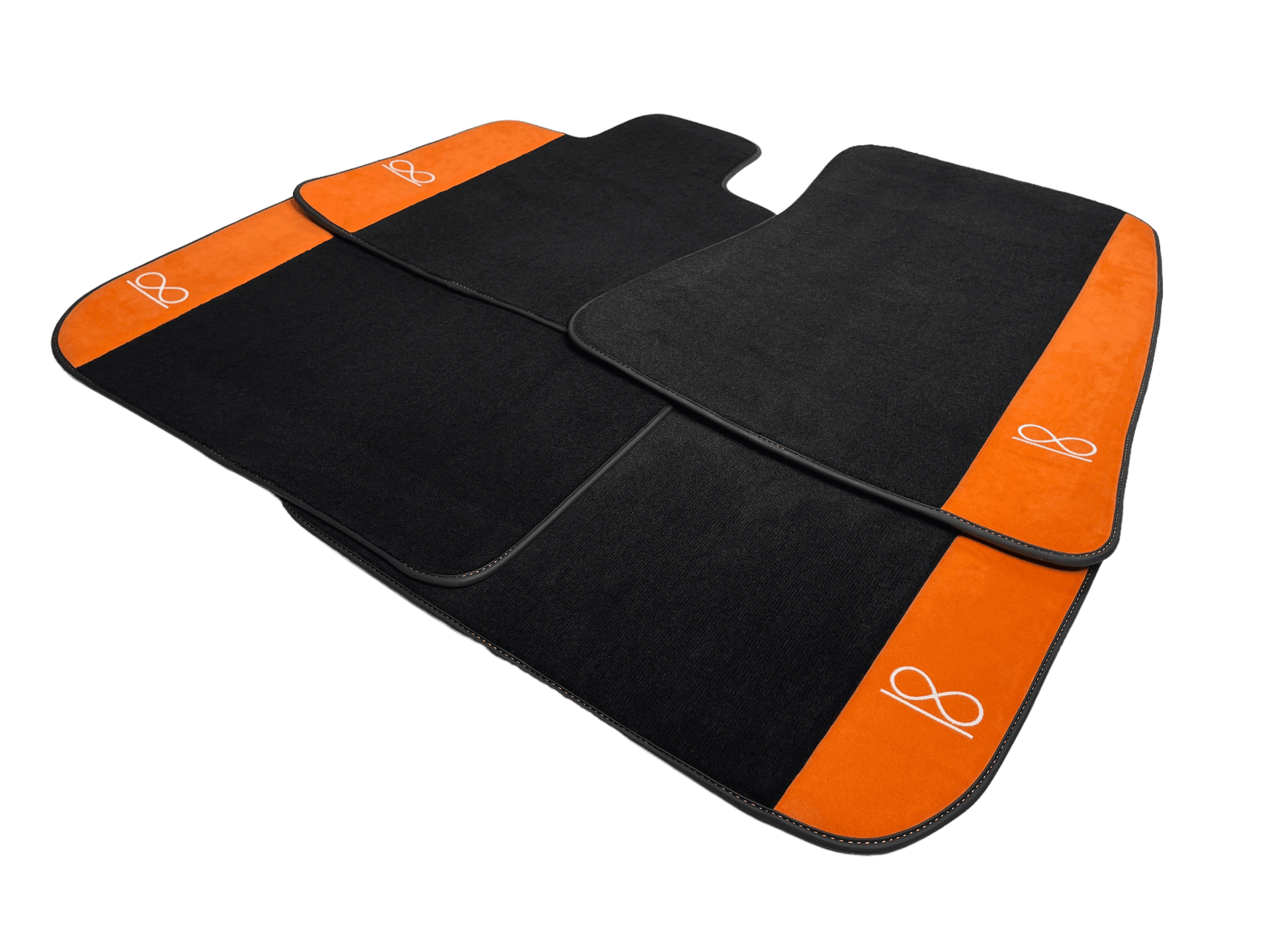 Black Floor Mats For Rolls Royce Black Badge Ghost Orange Alcantara - AutoWin