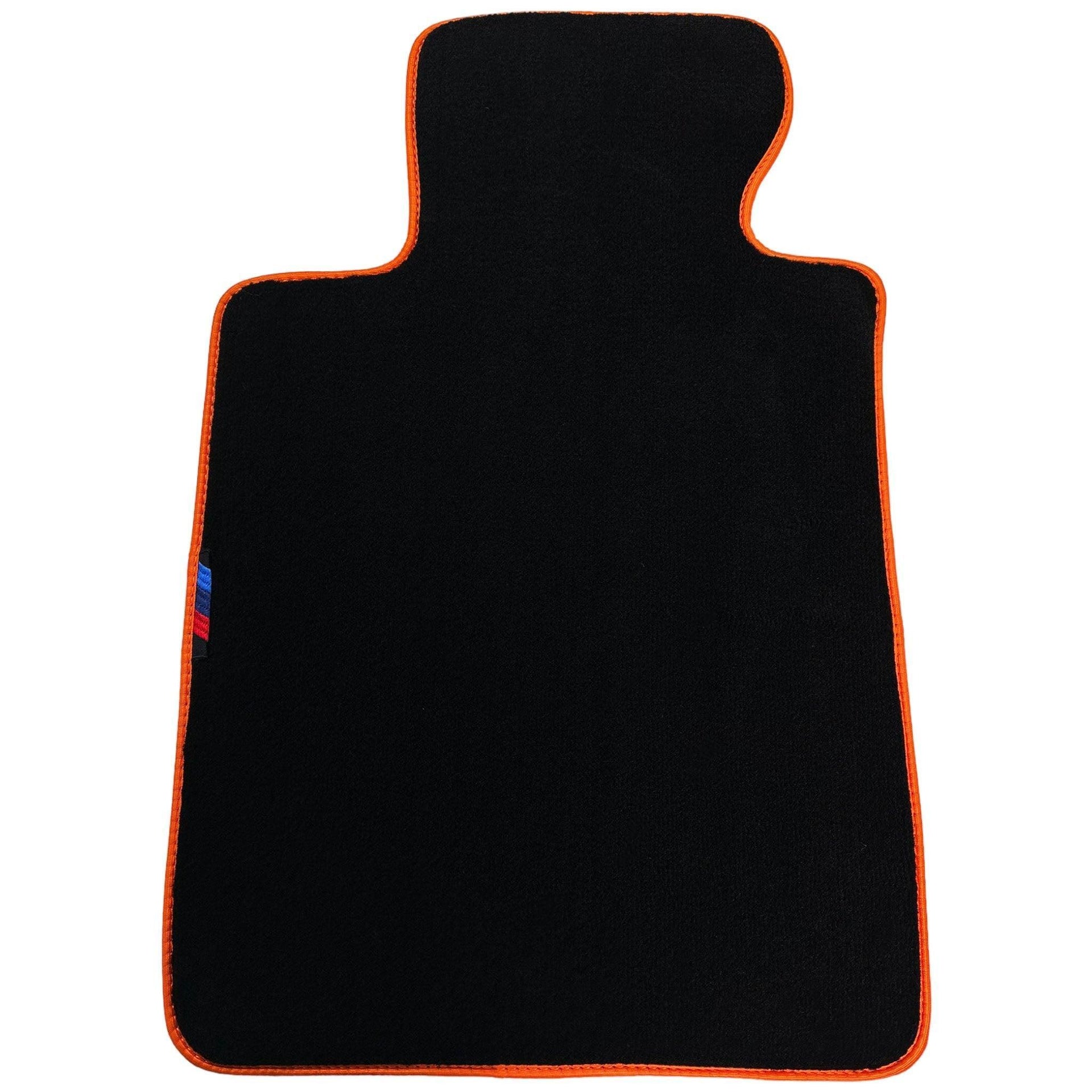 Black Mats For BMW 5 Series E34 Sedan | Orange Trim - AutoWin