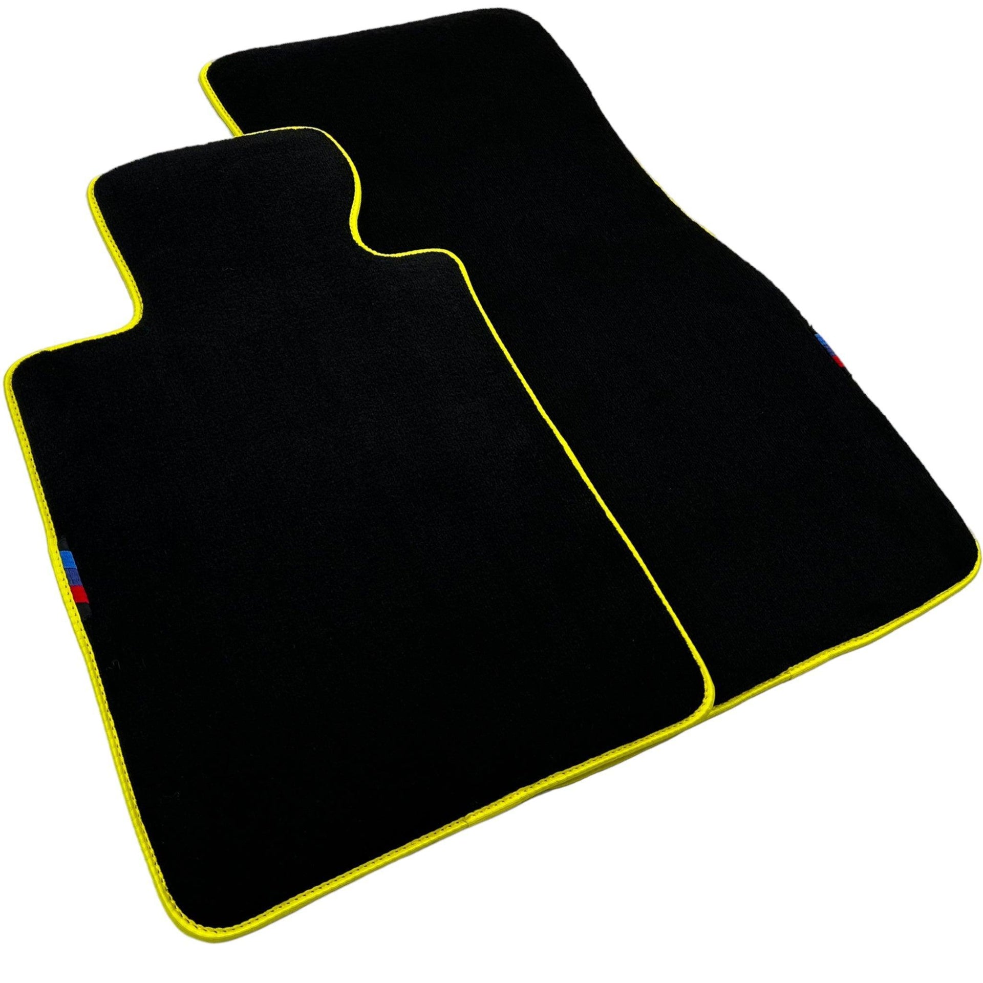 Black Mats For BMW 5 Series E34 Sedan | Yellow Trim - AutoWin