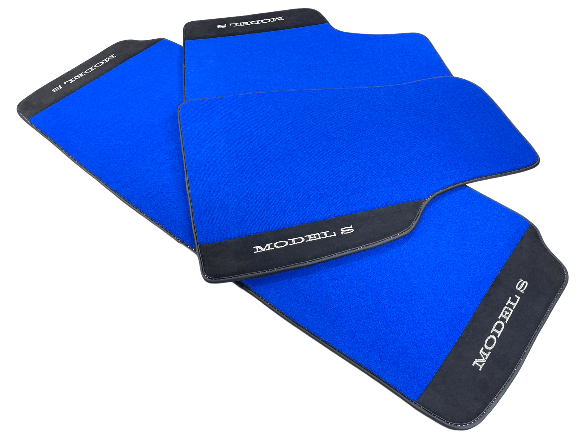 Blue Floor Mats For Tesla Model S With Alcantara Leather - AutoWin