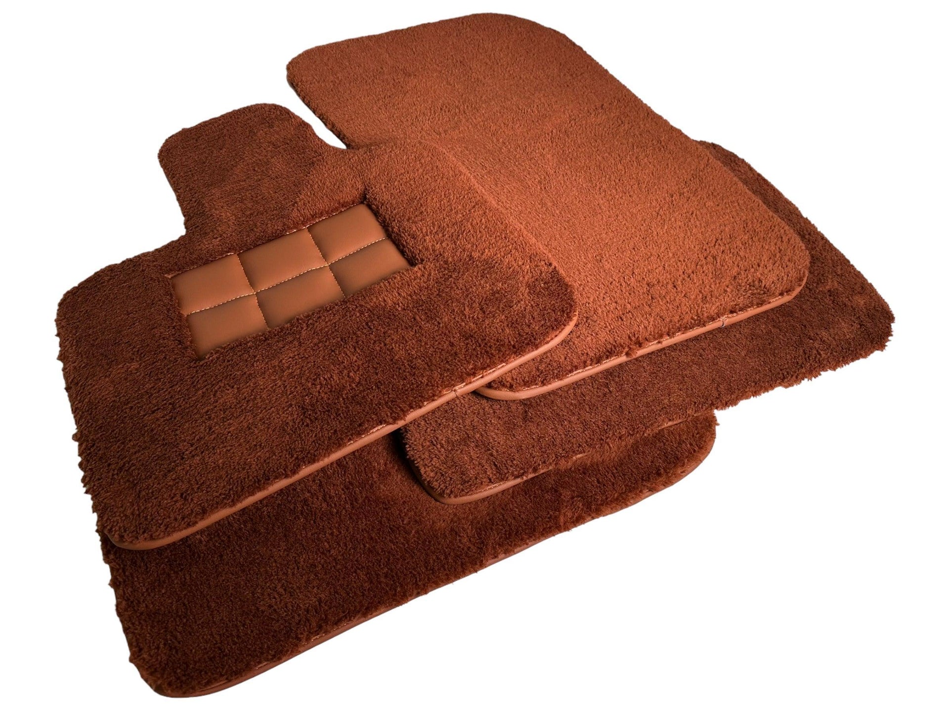 Brown Sheepskin Floor Mats For Rolls Royce Dawn Rr6 2016-2023 Er56 Design Brand - AutoWin