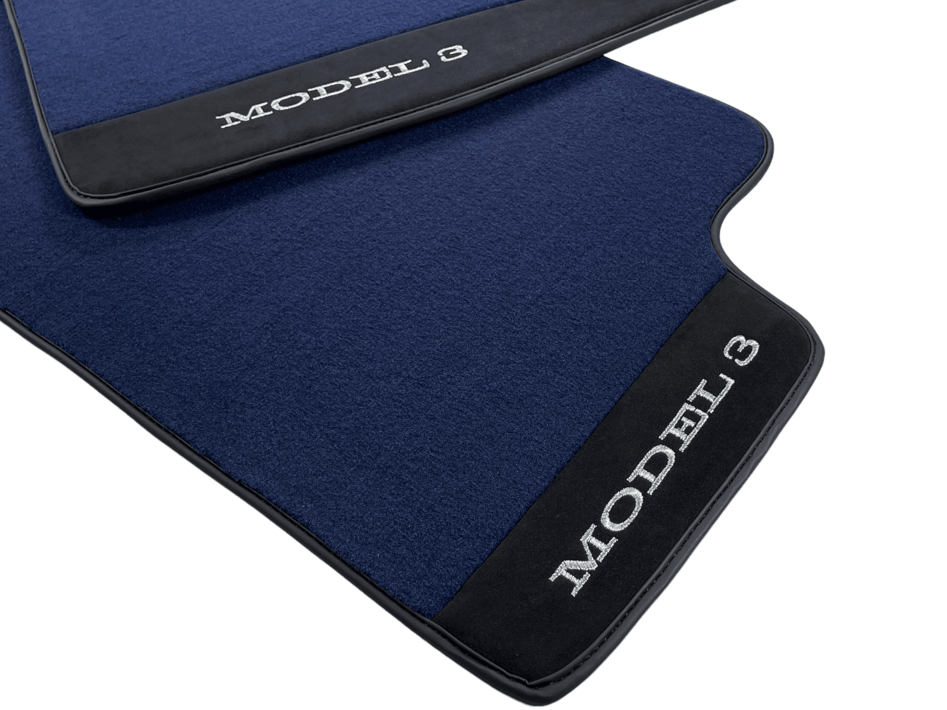 Dark Blue Floor Mats For Tesla Model 3 With Alcantara Leather - AutoWin