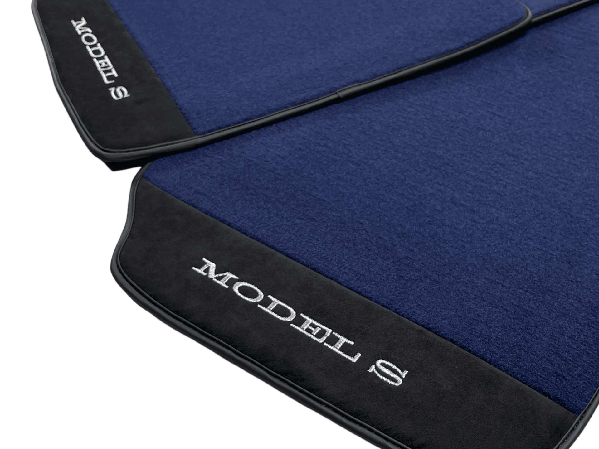 Dark Blue Floor Mats For Tesla Model S With Alcantara Leather - AutoWin