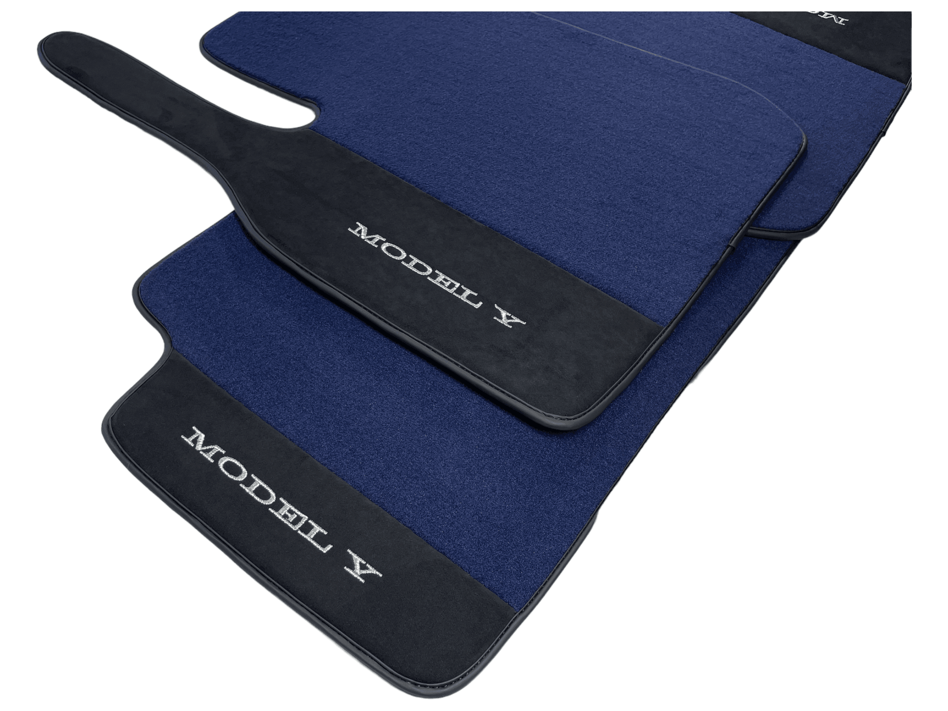 Dark Blue Floor Mats For Tesla Model Y With Alcantara Leather - AutoWin