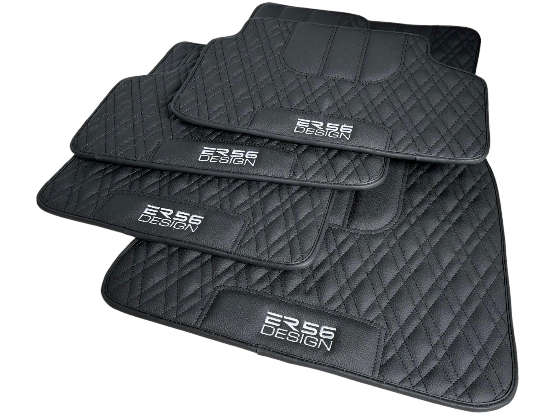 Floor Mats For BMW 3 Series E46 Convertible Black Leather Er56 Design - AutoWin