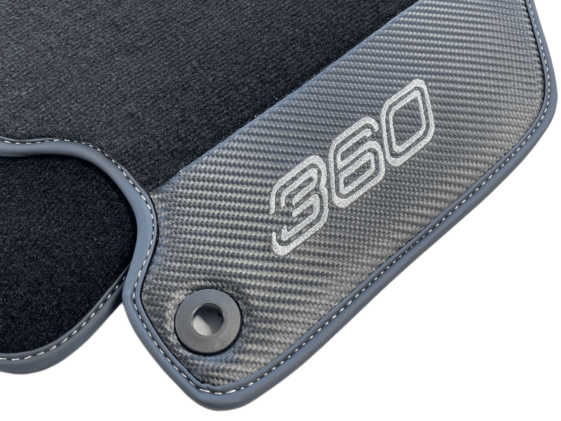 Floor Mats For Ferrari 360 Modena 1999-2005 Black With Carbon Fiber Leather - AutoWin