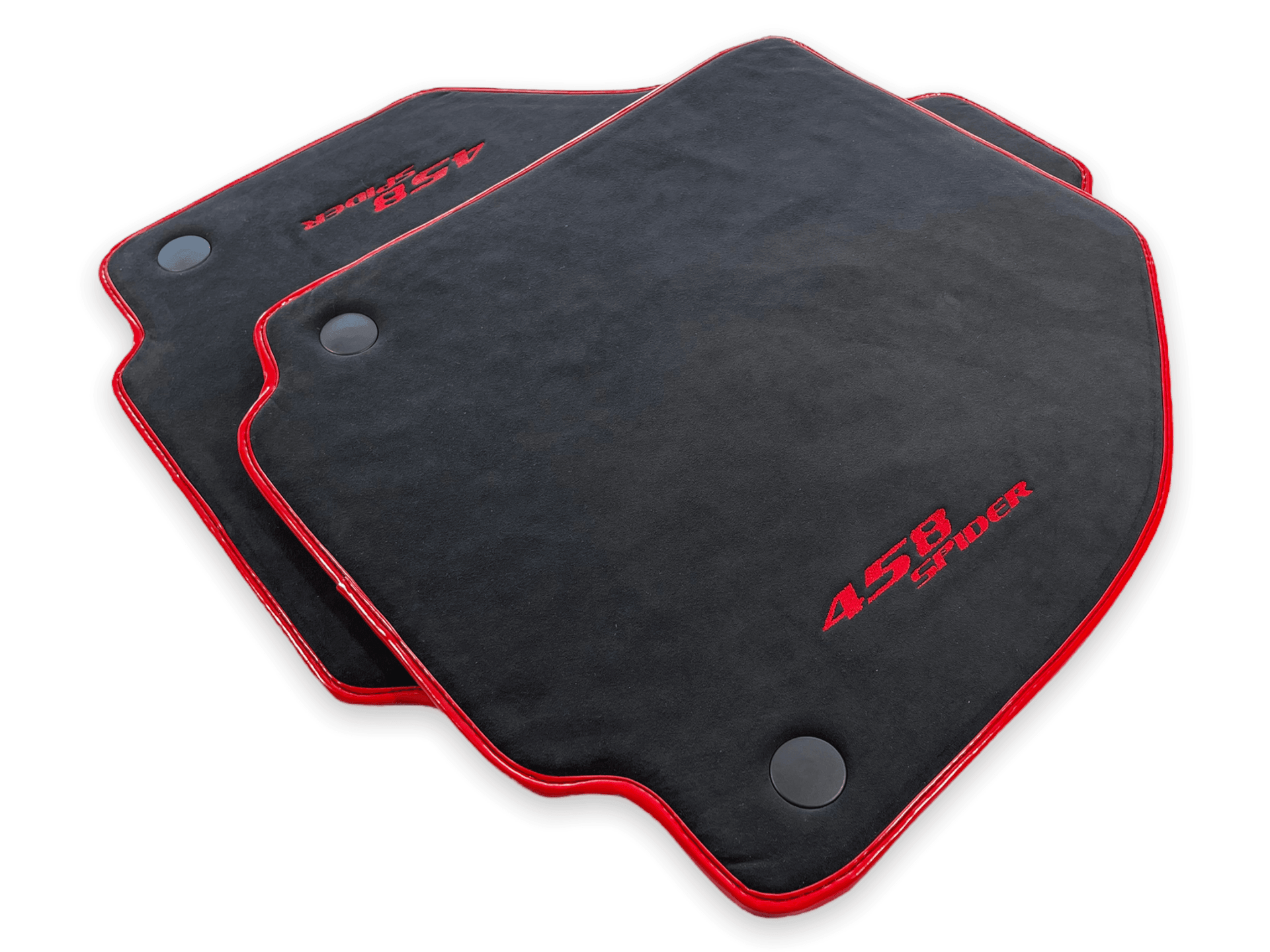 Floor Mats For Ferrari 458 Spider (2012-2015) Alcantara Leather Red Trim - AutoWin
