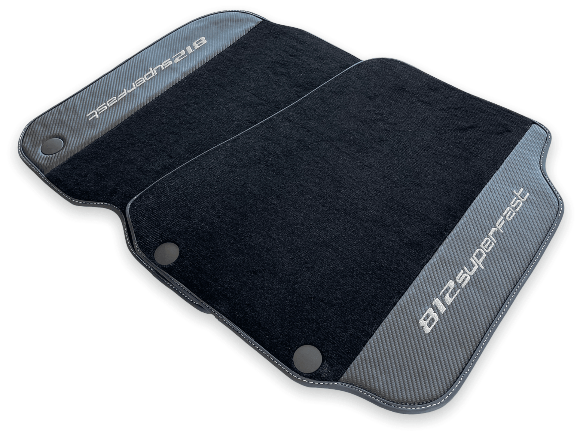 Floor Mats For Ferrari 812 Superfast Carbon Fiber And Black Carpet - AutoWin
