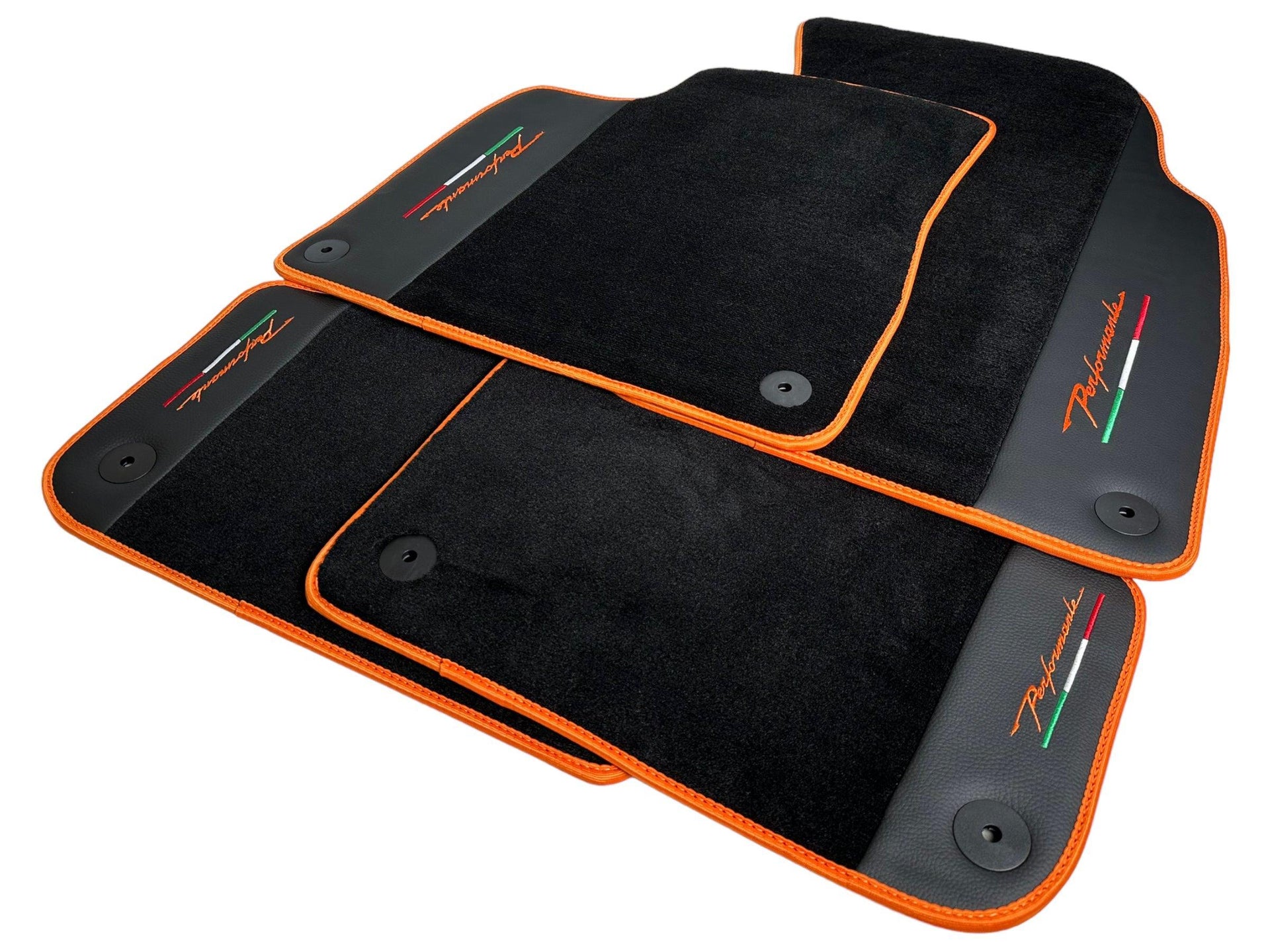 Floor Mats For Lamborghini Urus Performante Leather And Orange Trim - AutoWin