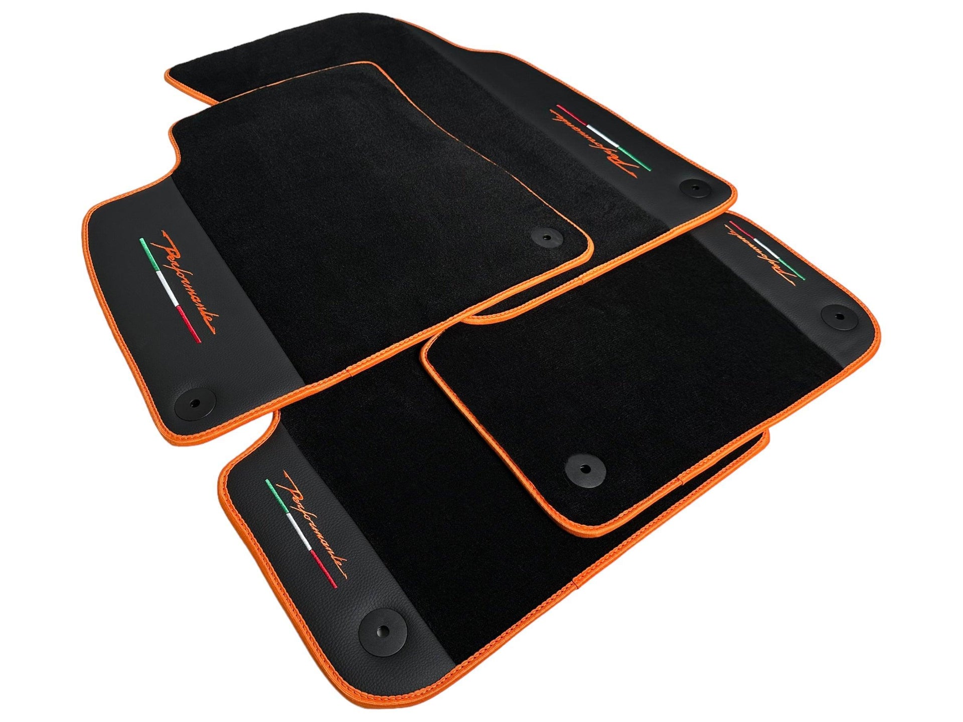 Floor Mats For Lamborghini Urus Performante Leather And Orange Trim - AutoWin