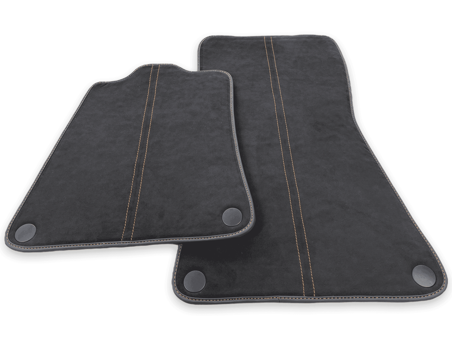 Floor Mats For McLaren 600LT (2018-2020) Alcantara Black Tailored Carpets With Orange Sewing - AutoWin