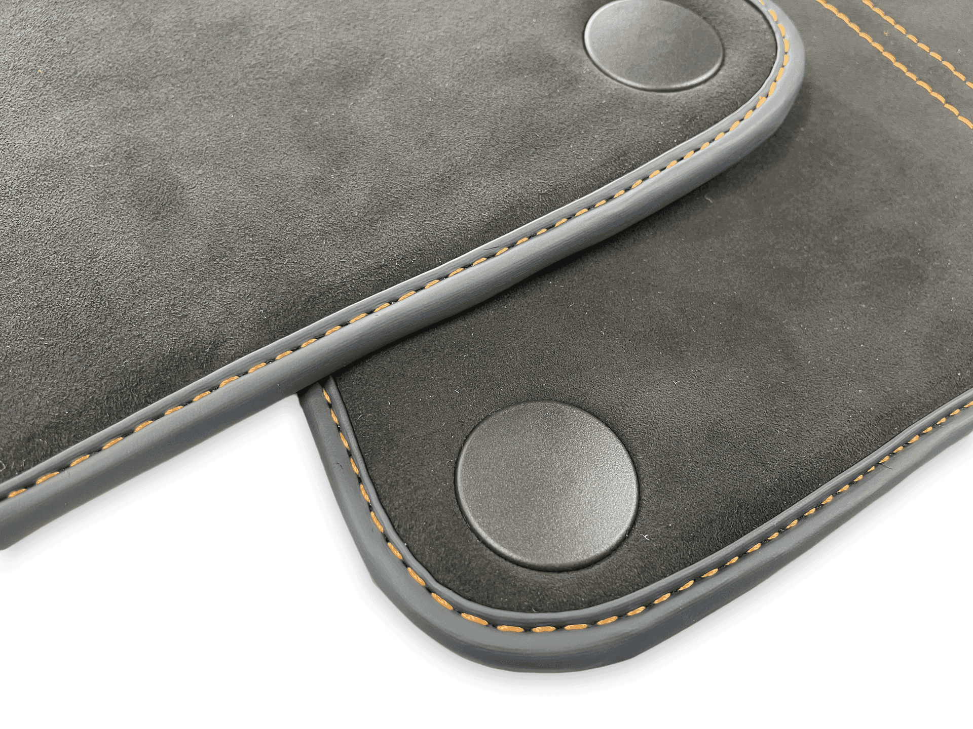 Floor Mats For McLaren 600LT (2018-2020) Alcantara Black Tailored Carpets With Orange Sewing - AutoWin