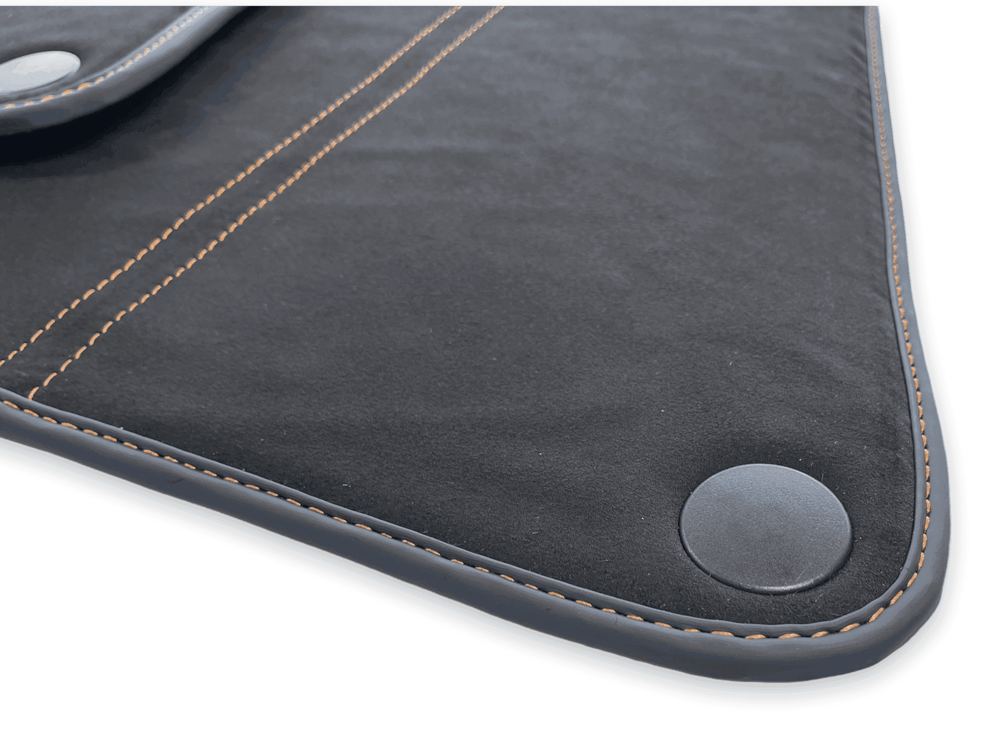 Floor Mats For McLaren 600LT (2018-2020) Alcantara Black Tailored Carpets With Orange Sewing - AutoWin