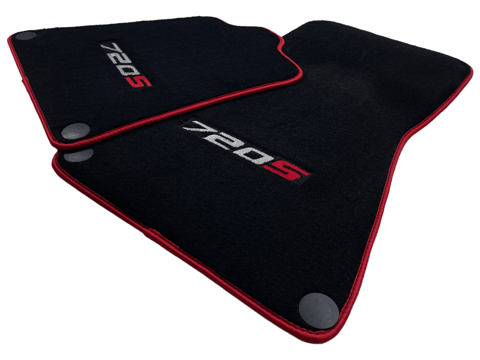 Floor Mats For McLaren 720S Black Tailored With Red Trim - AutoWin
