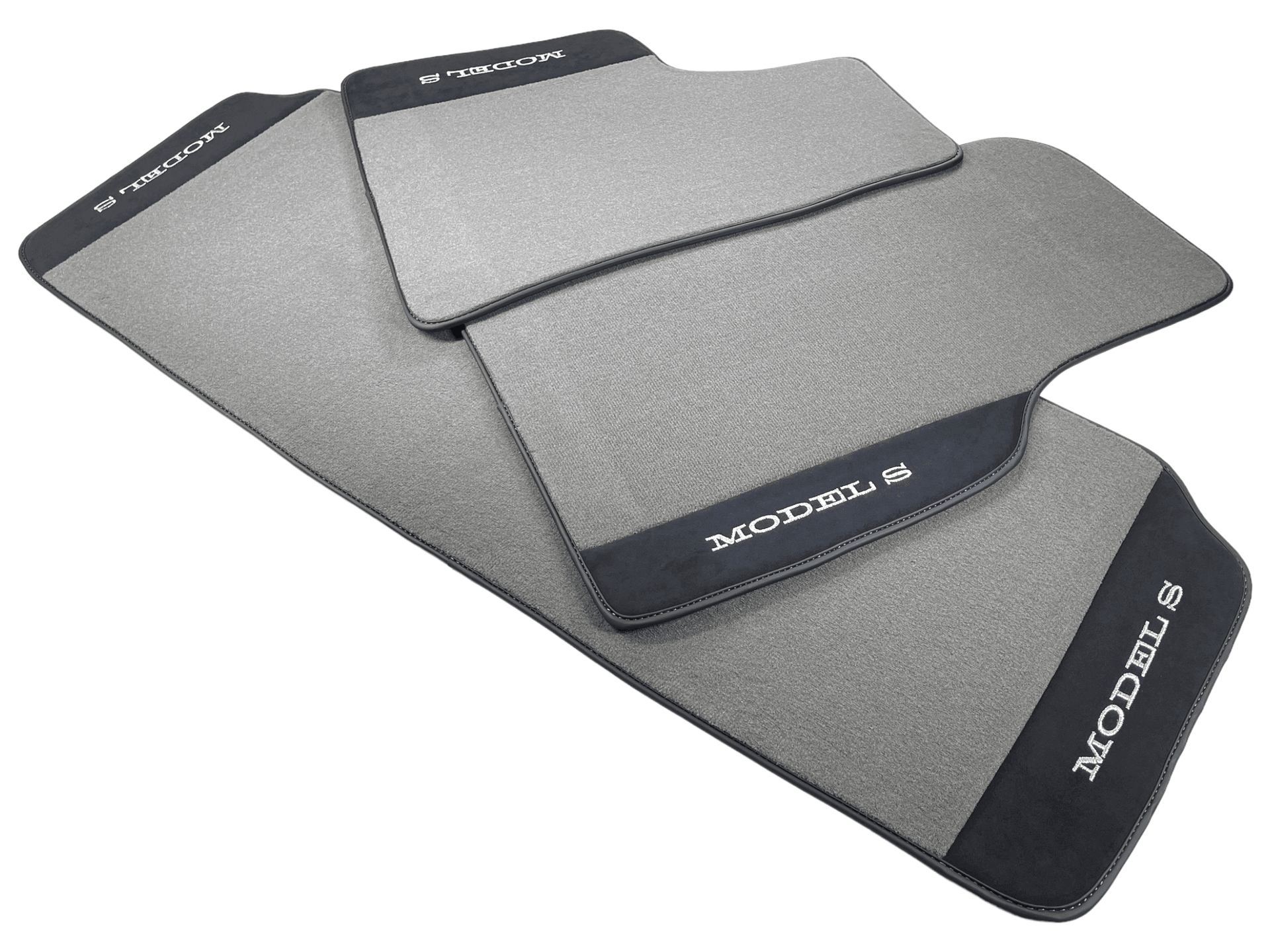 Gray Floor Mats For Tesla Model S With Alcantara Leather - AutoWin