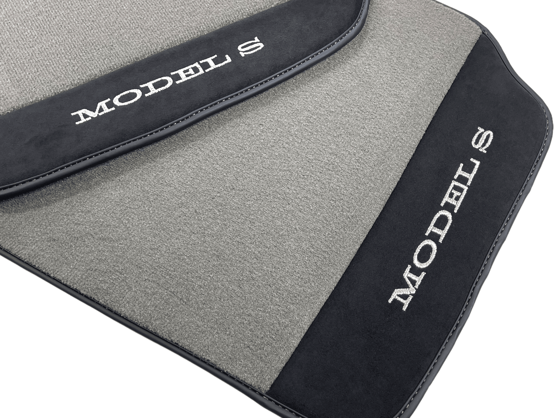 Gray Floor Mats For Tesla Model S With Alcantara Leather - AutoWin