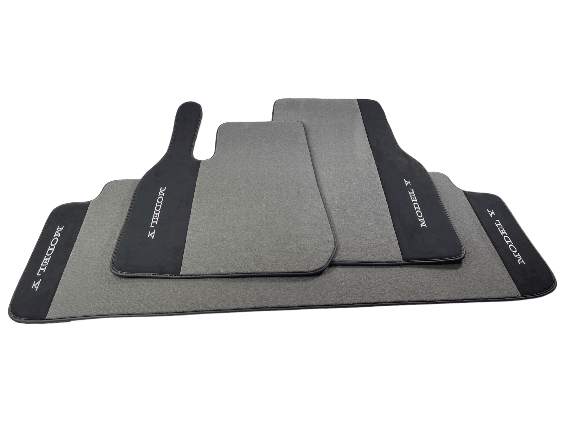 Gray Floor Mats For Tesla Model Y With Alcantara Leather - AutoWin