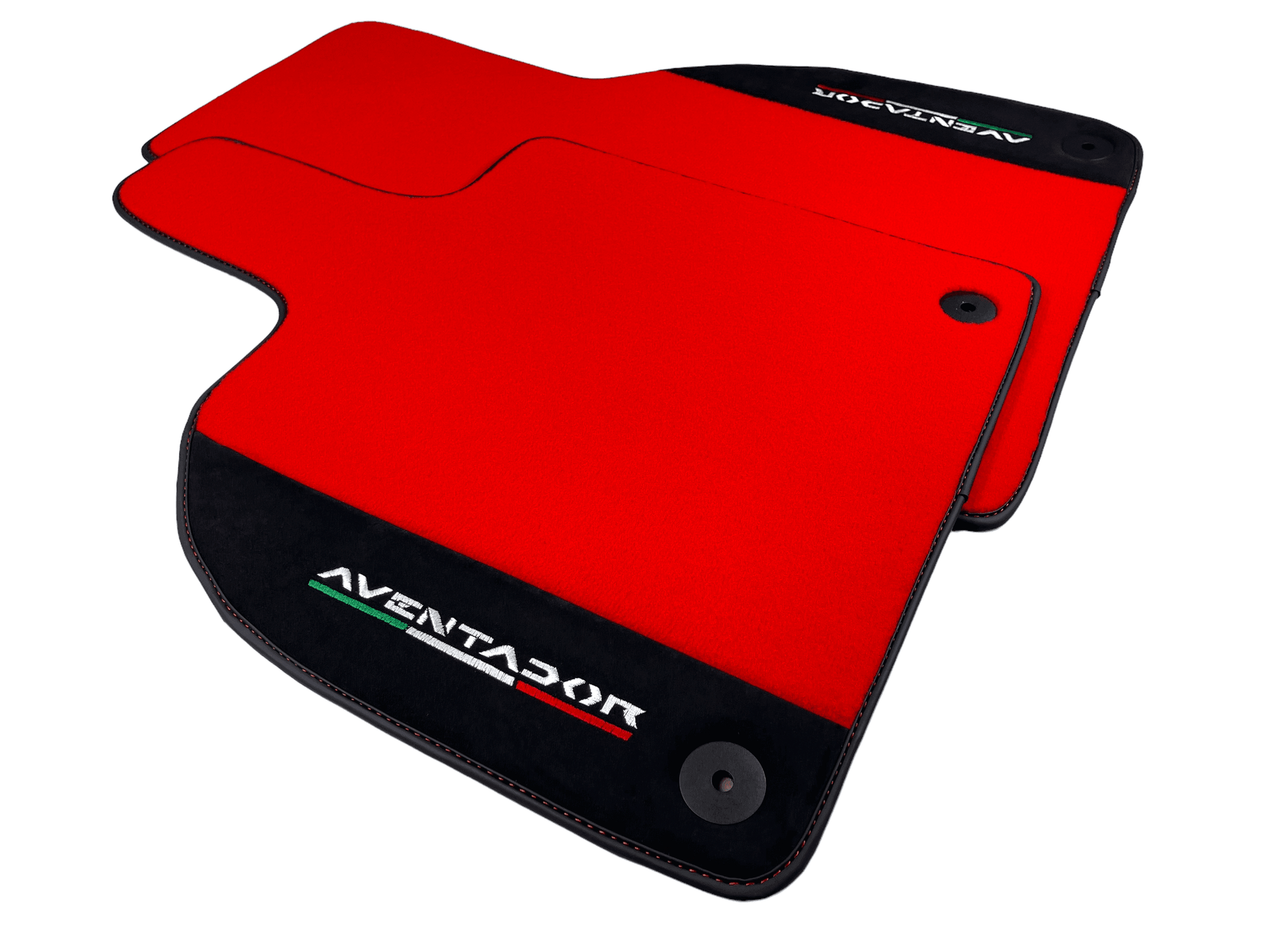 Red Floor Mats for Lamborghini Aventador With Alcantara Leather - AutoWin