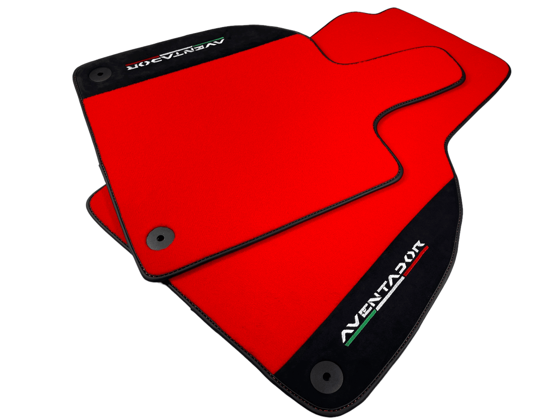 Red Floor Mats for Lamborghini Aventador With Alcantara Leather - AutoWin