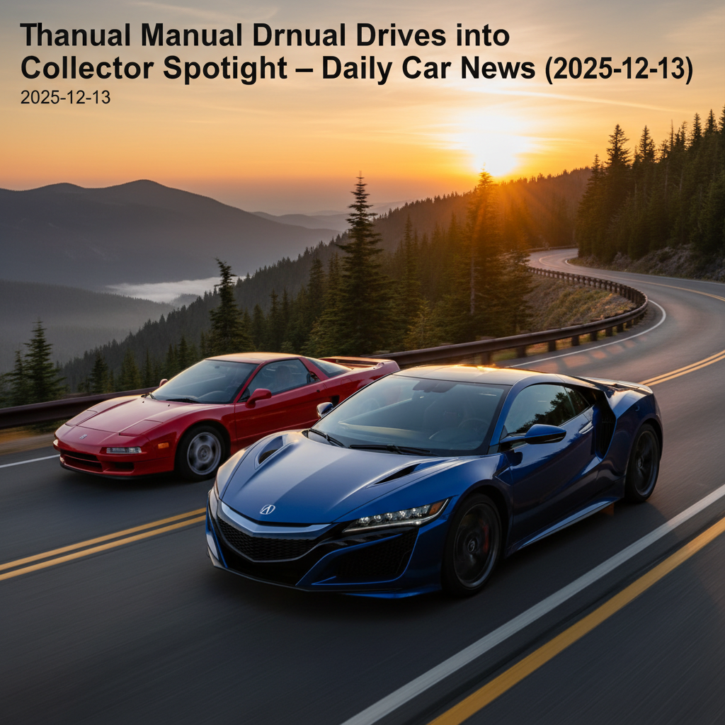 Editorial, photo-realistic HERO for an automotive daily news article titled "Acura NSX Manual Drives into Collector Spotlight – Daily Car News (2025-1