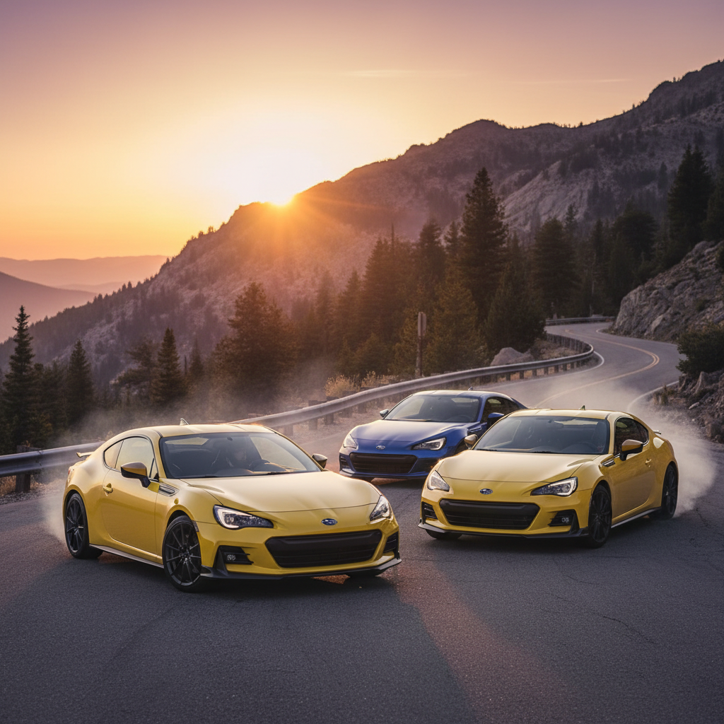 Editorial, photo-realistic HERO for an automotive daily news article titled "Subaru BRZ Limited-Edition Highlighter Yellow Unveiled – Daily Car News (