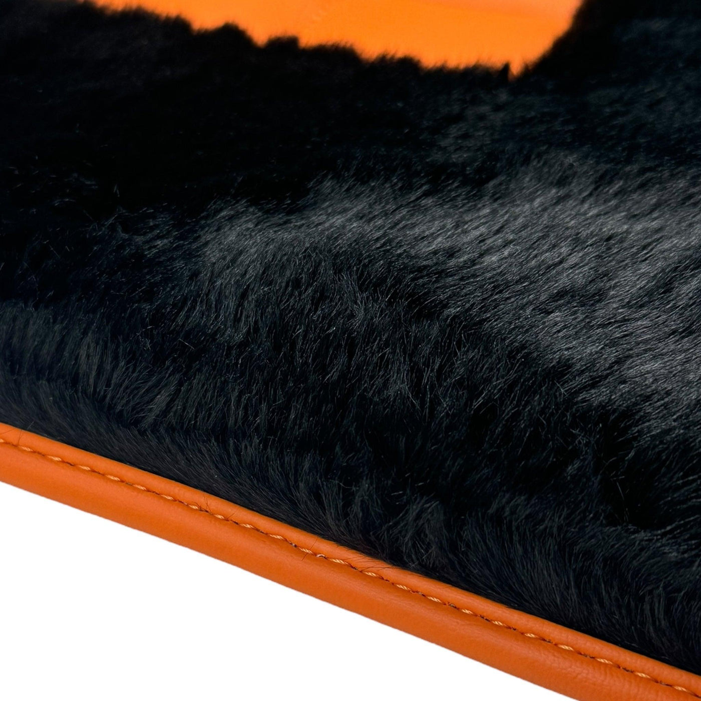 Black Sheepskin Floor Mats for Rolls-Royce Spectre (2023-2024) Orange 