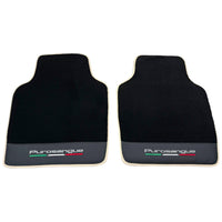Black Floor Mats for Ferrari Purosangue with Leather and Beige Trim | Italian Edition - AutoWin