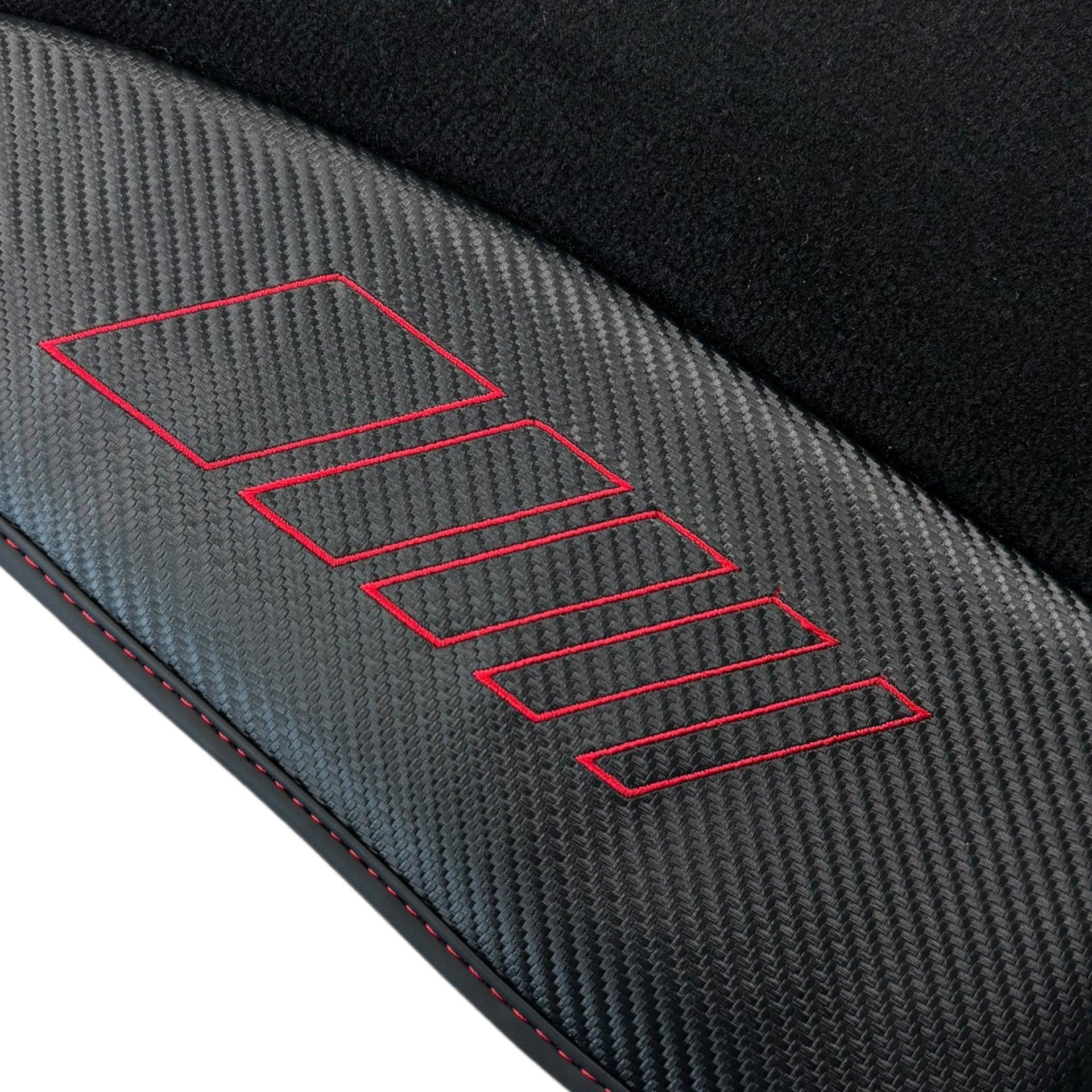 Black Floor Mats for Mercedes Benz C-Class W205 Sedan with Carbon Fiber | AutoWin Edition - AutoWin